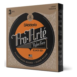 D'Addario EJ43-3D EJ43 Pro-Arte Nylon Classical Guitar Strings, Light Tension, 3 Sets