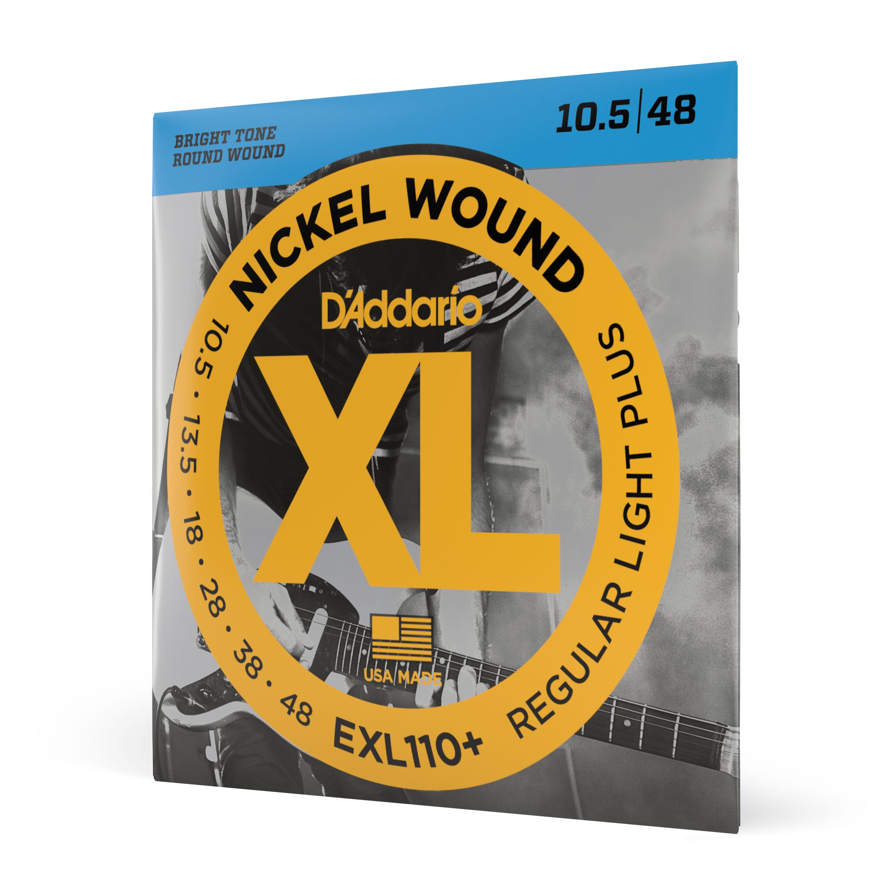 D'Addario EXL110+ EXL110+ Nickel Wound Electric Guitar Strings, Regular Light Plus, 10.5-48