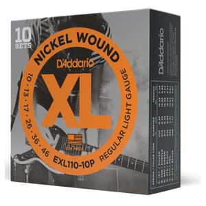 D'Addario EXL110-10P Nickel Wound Electric Guitar Strings, Regular Light, 10-46, 10 Sets