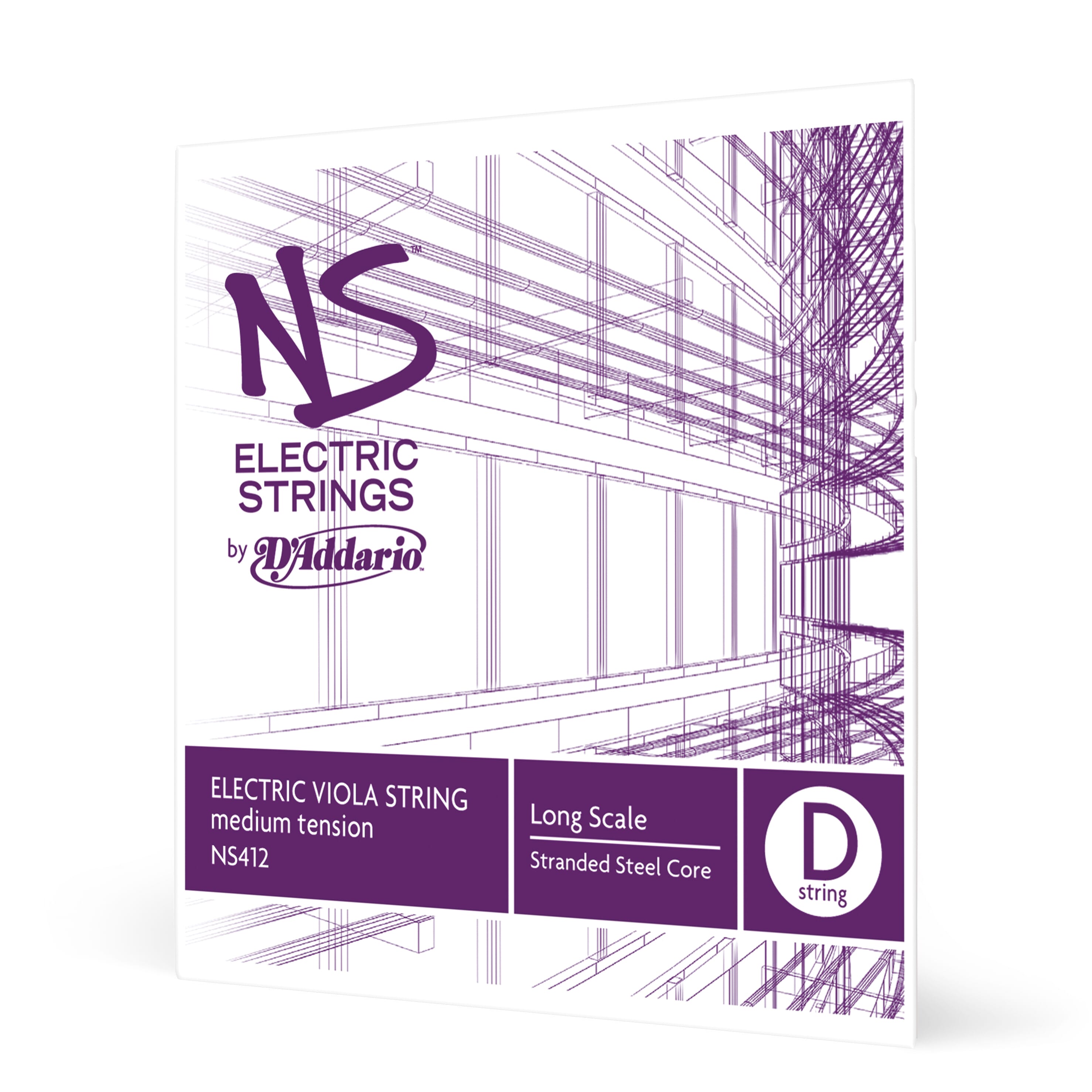 D'Addario NS412 NS Electric Viola Single D String, Long Scale, Medium Tension