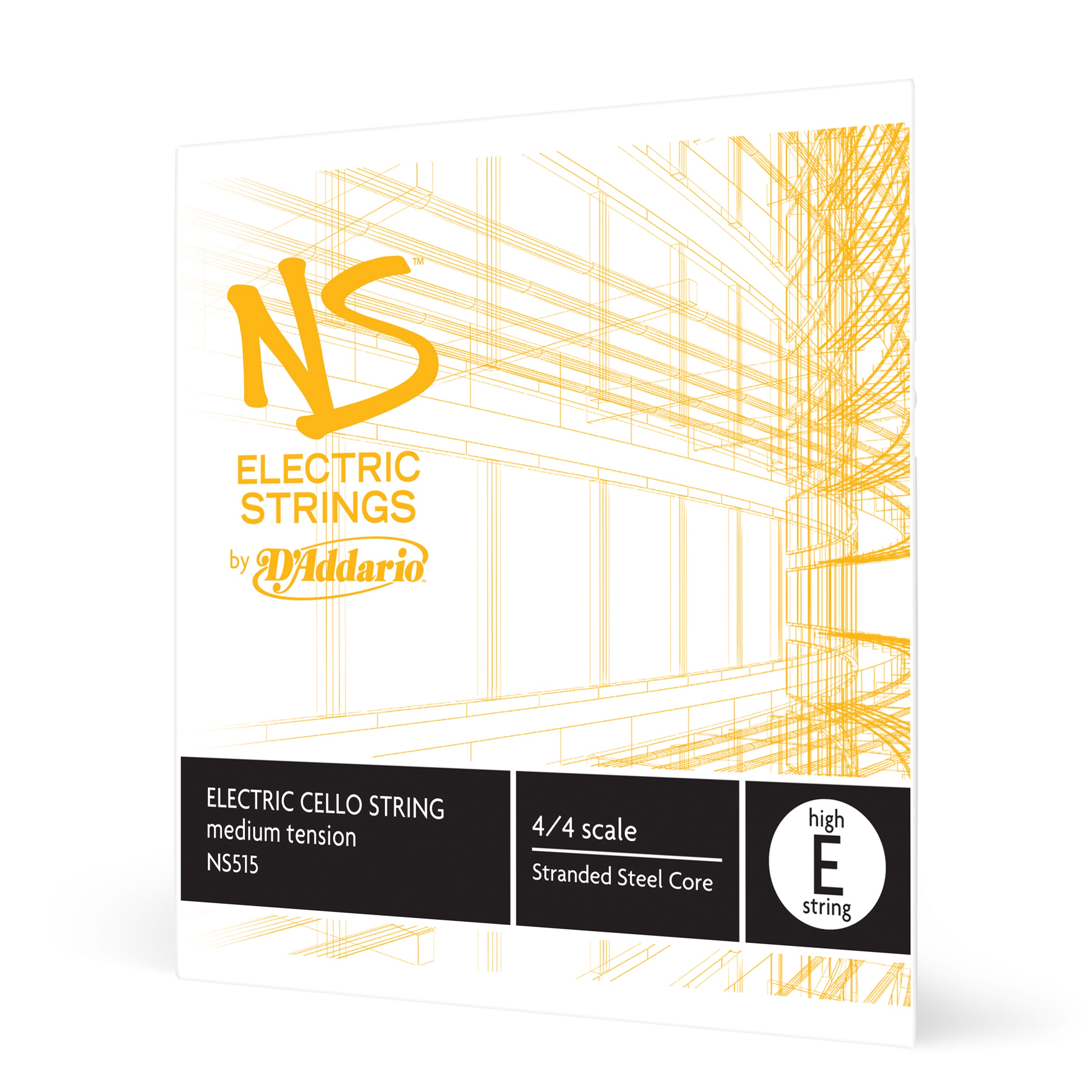 D'Addario NS515 NS Electric Cello Single High E String, 4/4 Scale, Medium Tension
