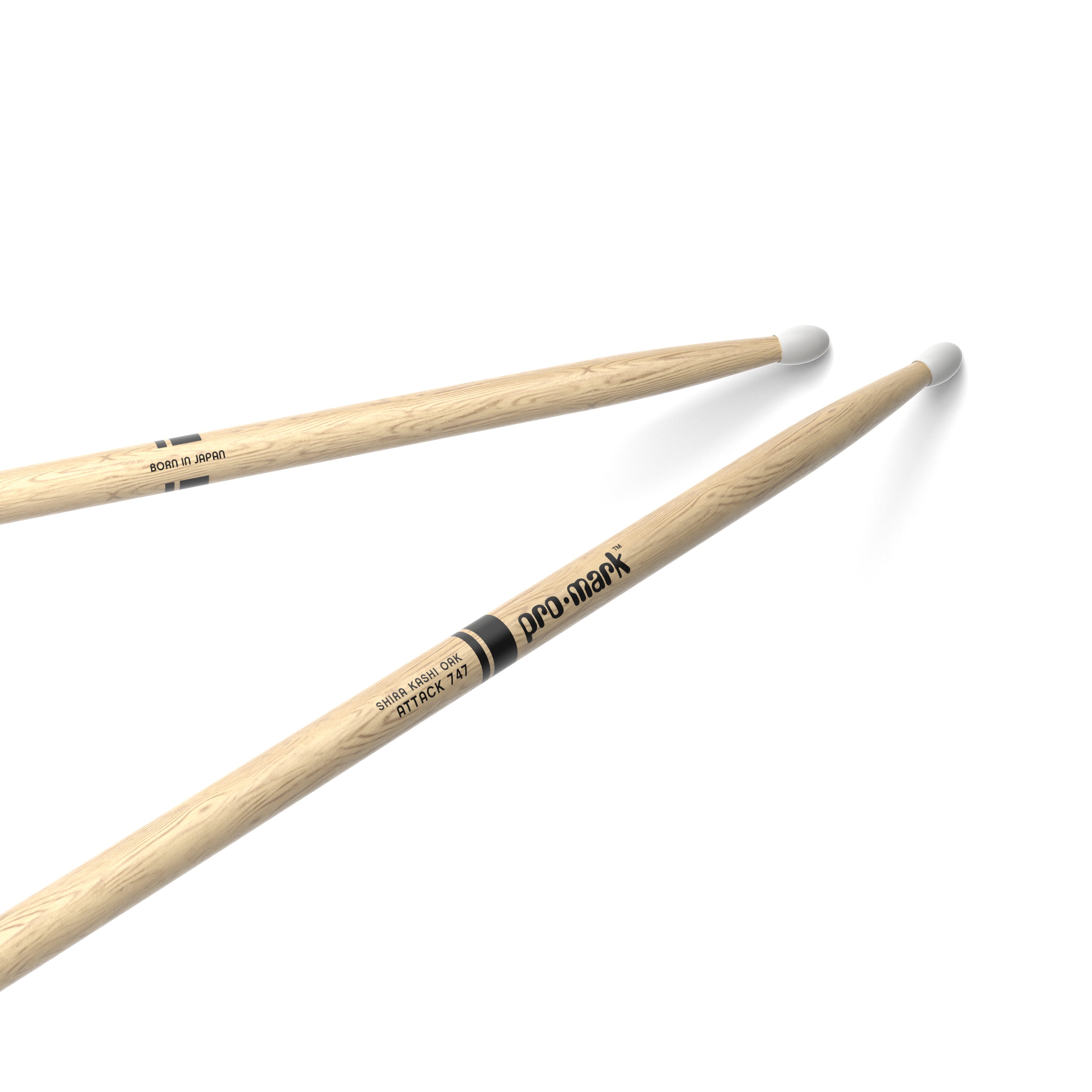 ProMark Classic Attack 747 Shira Kashi Oak Drumstick, Oval Nylon Tip