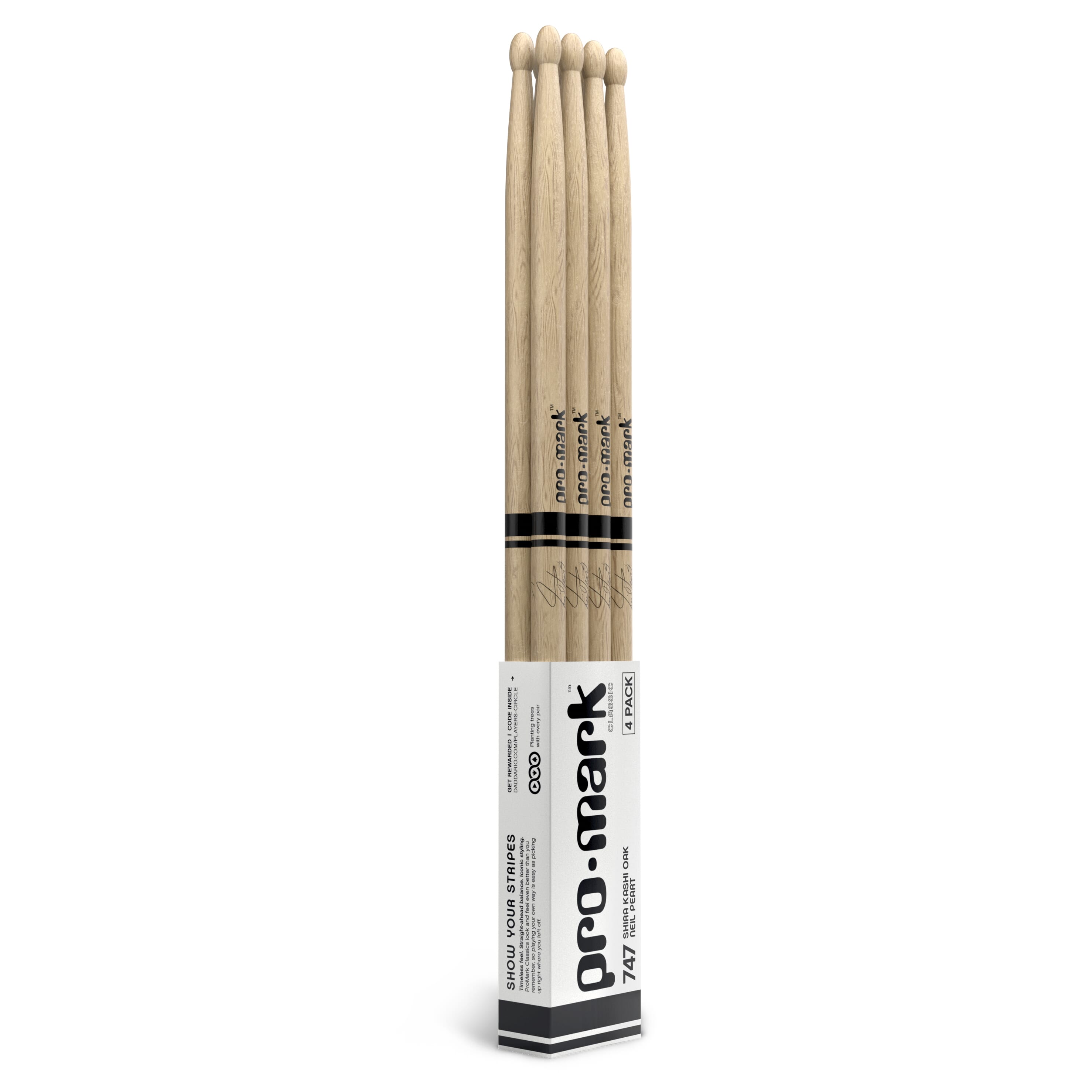 ProMark Neil Peart 747 Shira Kashi Oak Drumstick, 4-Pack