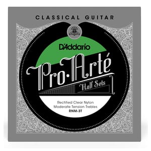 D'Addario RNM-3T Pro-Arte Rectified Clear Nylon Classical Guitar Half Set, Moderate Tension