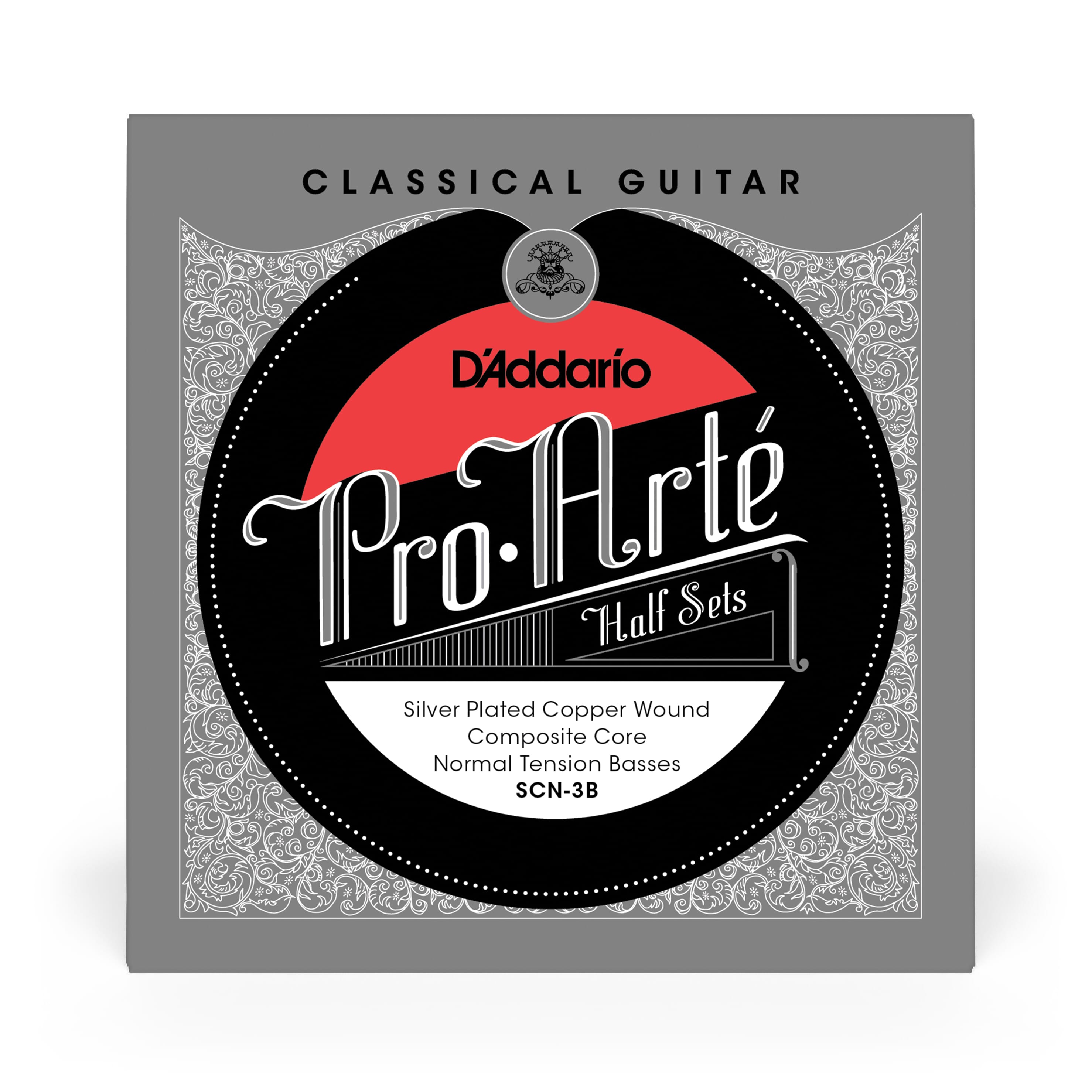 D'Addario SCN-3B Pro-Arte Silver Plated Copper on Composite Core Classical Guitar Half Set, Normal Tension