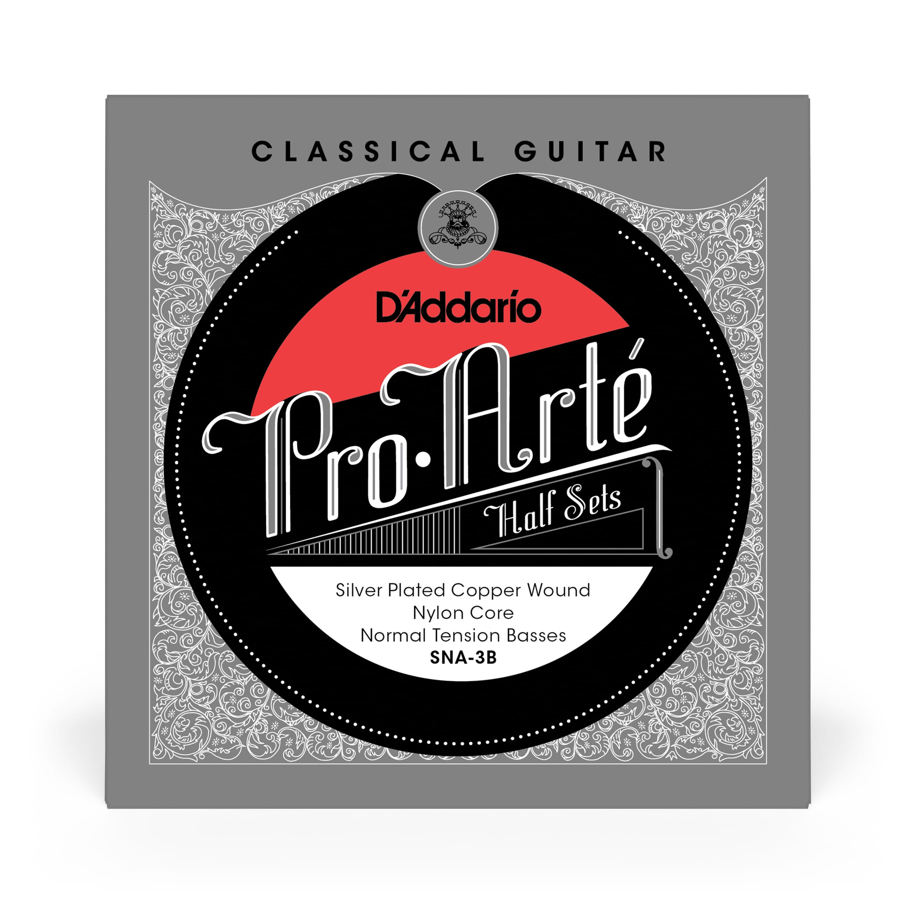 D'Addario SNA-3B Pro-Arte Silver Plated Copper on Nylon Core Classical Guitar Half Set, Alto Tension