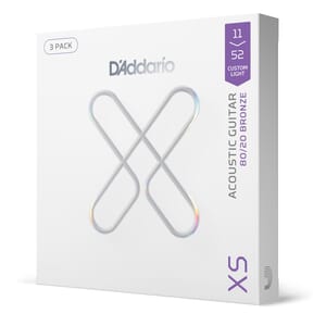 D'Addario XSABR1152-3P 11-52 Custom Light, XS 80/20 Bronze Coated Acoustic Guitar Strings 3-Pack