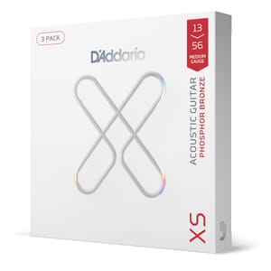 D'Addario XSAPB1356-3P 13-56 Medium, XS Phosphor Bronze Coated Acoustic Guitar Strings 3-Pack