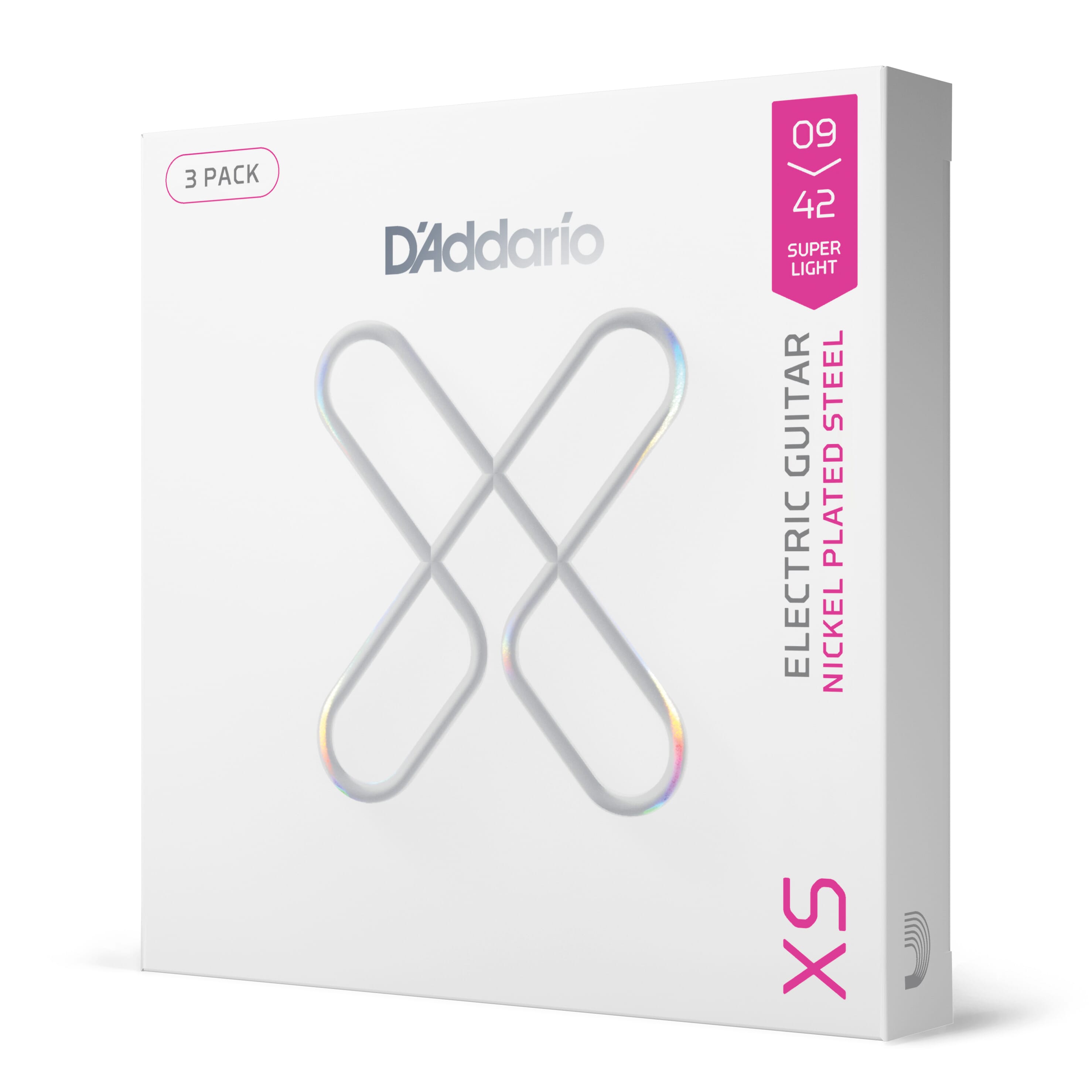 D'Addario XSE0942-3P 09-42 Super Light, XS Nickel Coated Electric Guitar Strings 3-Pack