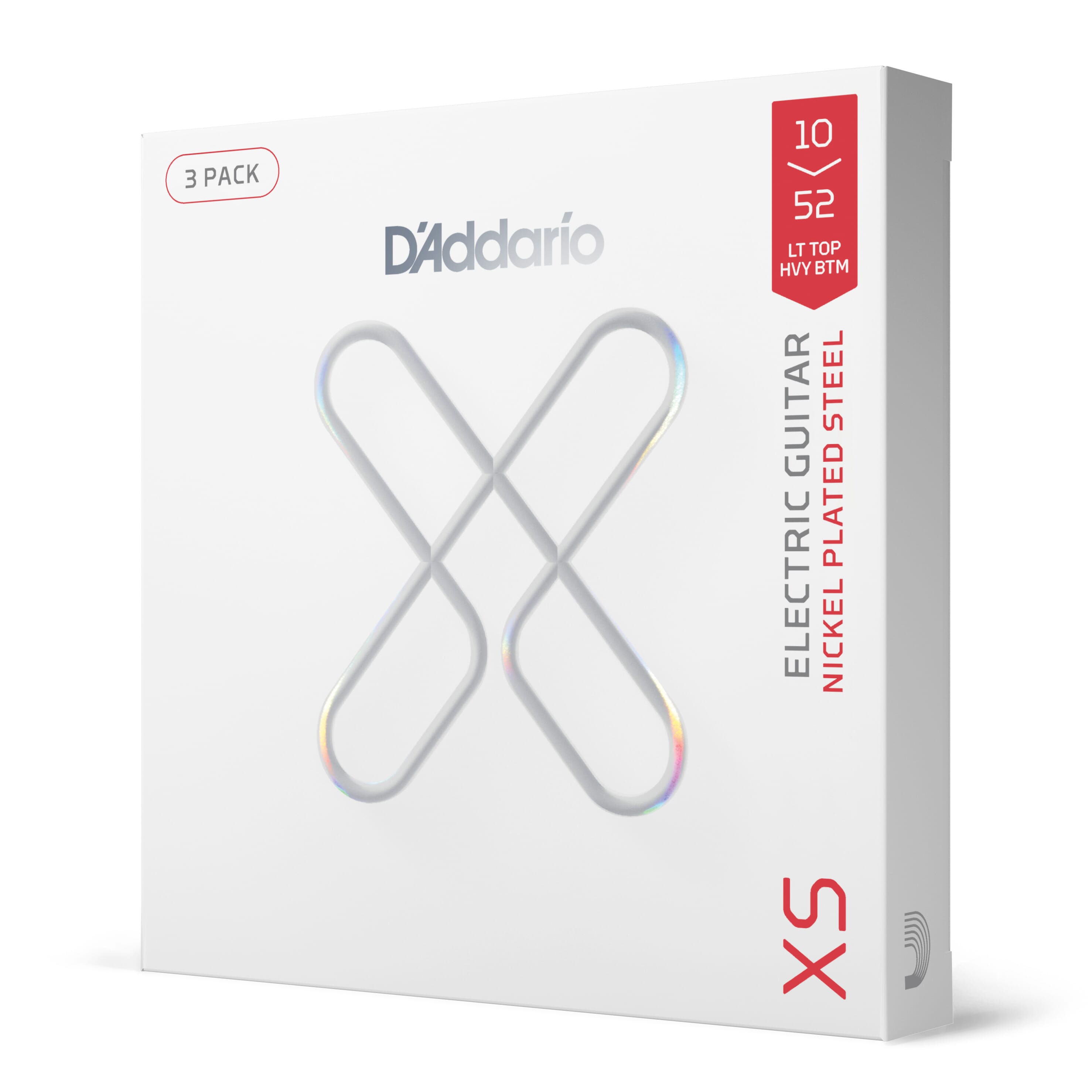 D'Addario XSE1052-3P 10-52 Light Top/Hvy Btm, XS Nickel Coated Electric Guitar Strings 3-Pack