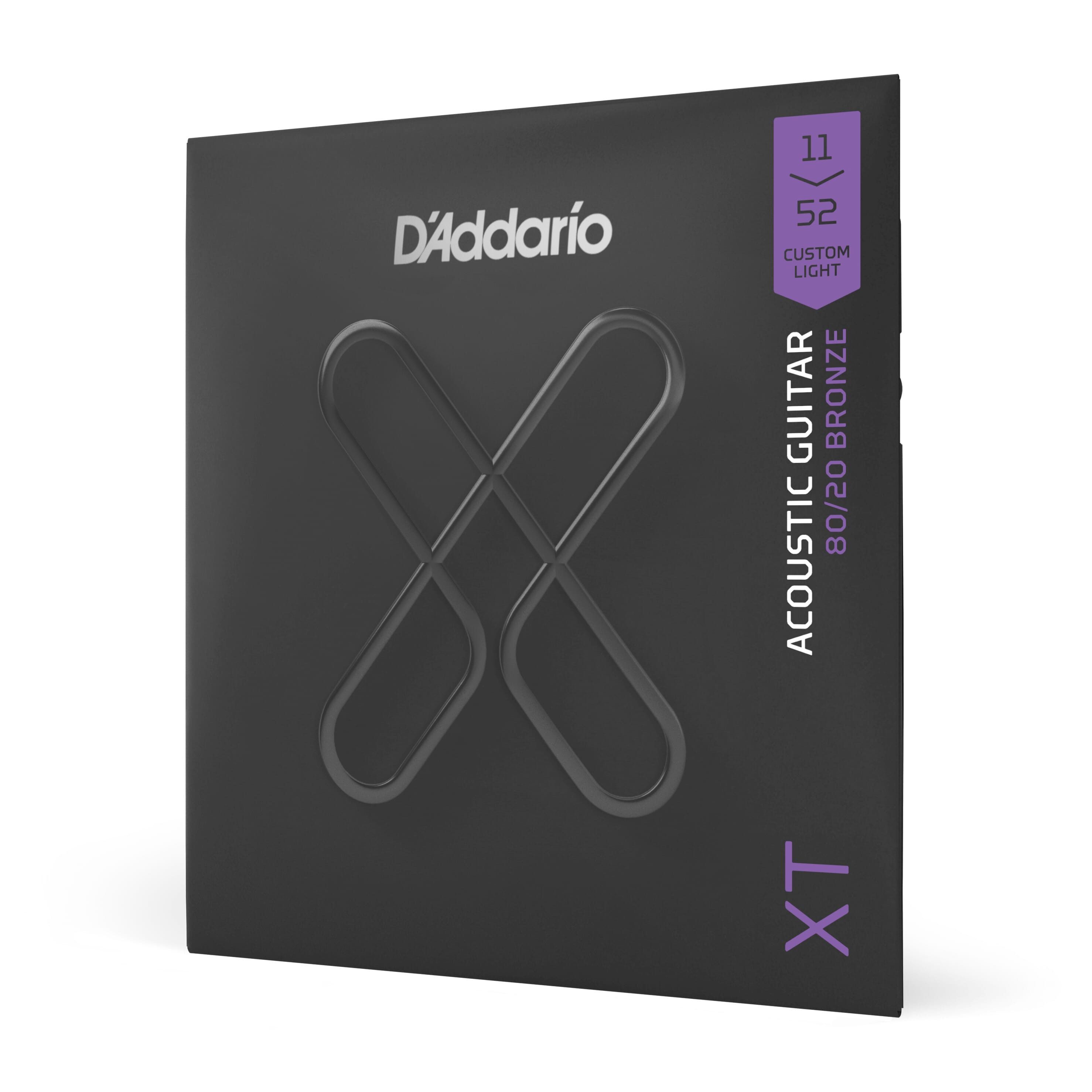 D'Addario XTABR1152 XT 80/20 Bronze Acoustic Guitar Strings, Custom Light, 11-52
