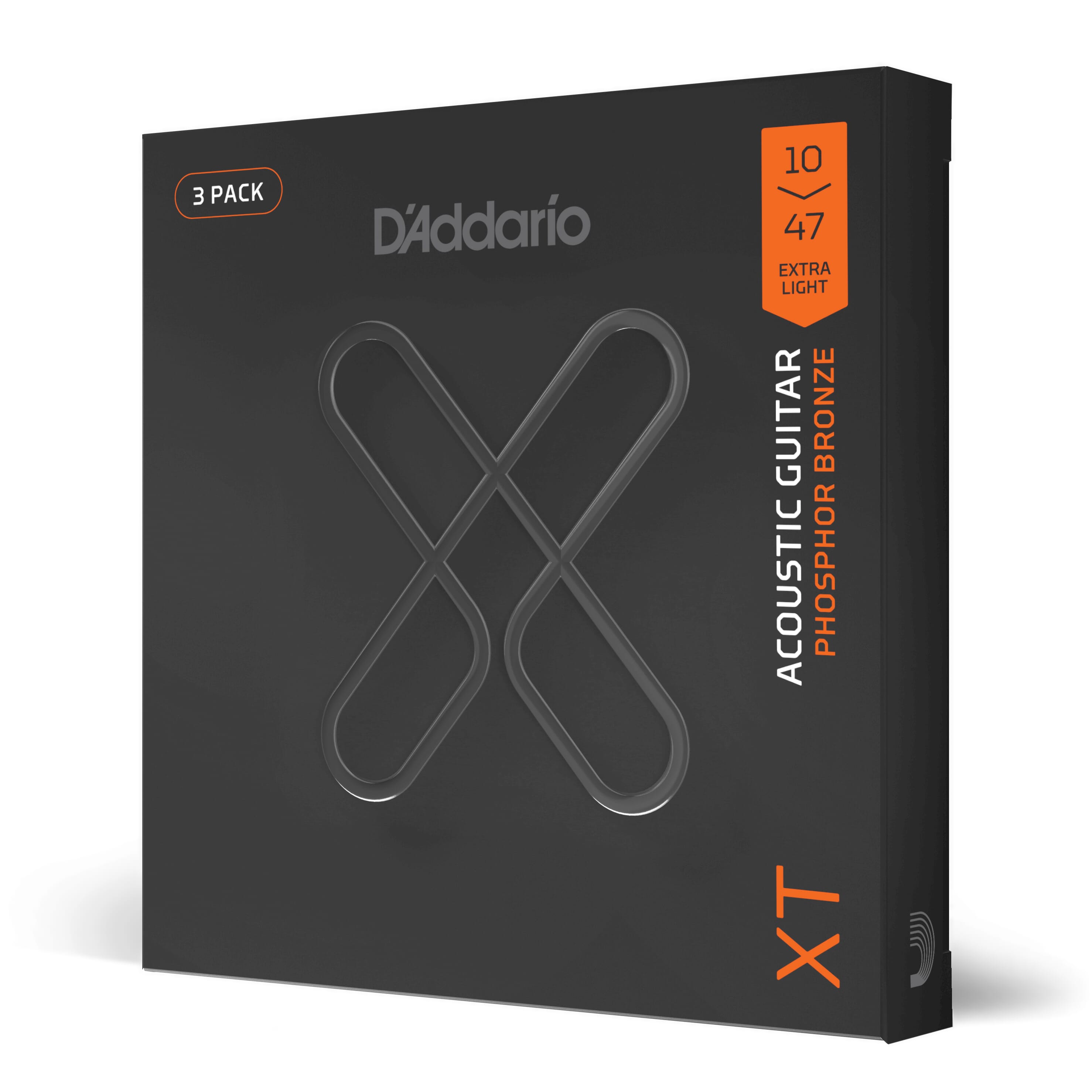D'Addario XTAPB1047-3P XTAPB1047 XT Phosphor Bronze Acoustic Guitar Strings, Light, 10-47, 3 Sets