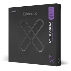 D'Addario XTAPB1152-3P 11-52 Custom Light, XT Phosphor Bronze Coated Acoustic Guitar Strings 3-Pack