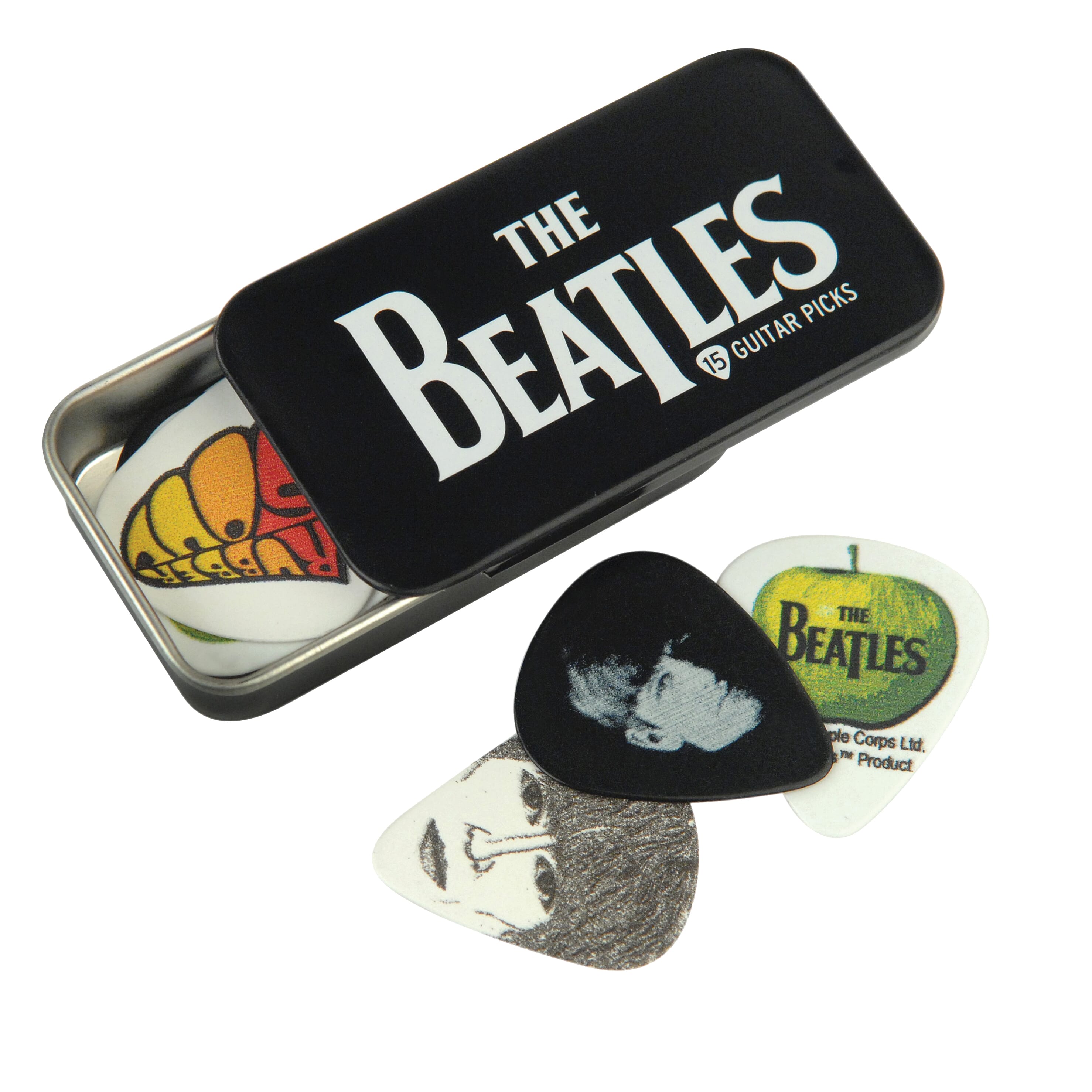 D'Addario 1CAB4-15BT1 Beatles Signature Guitar Pick Tins, Logo, 15 picks