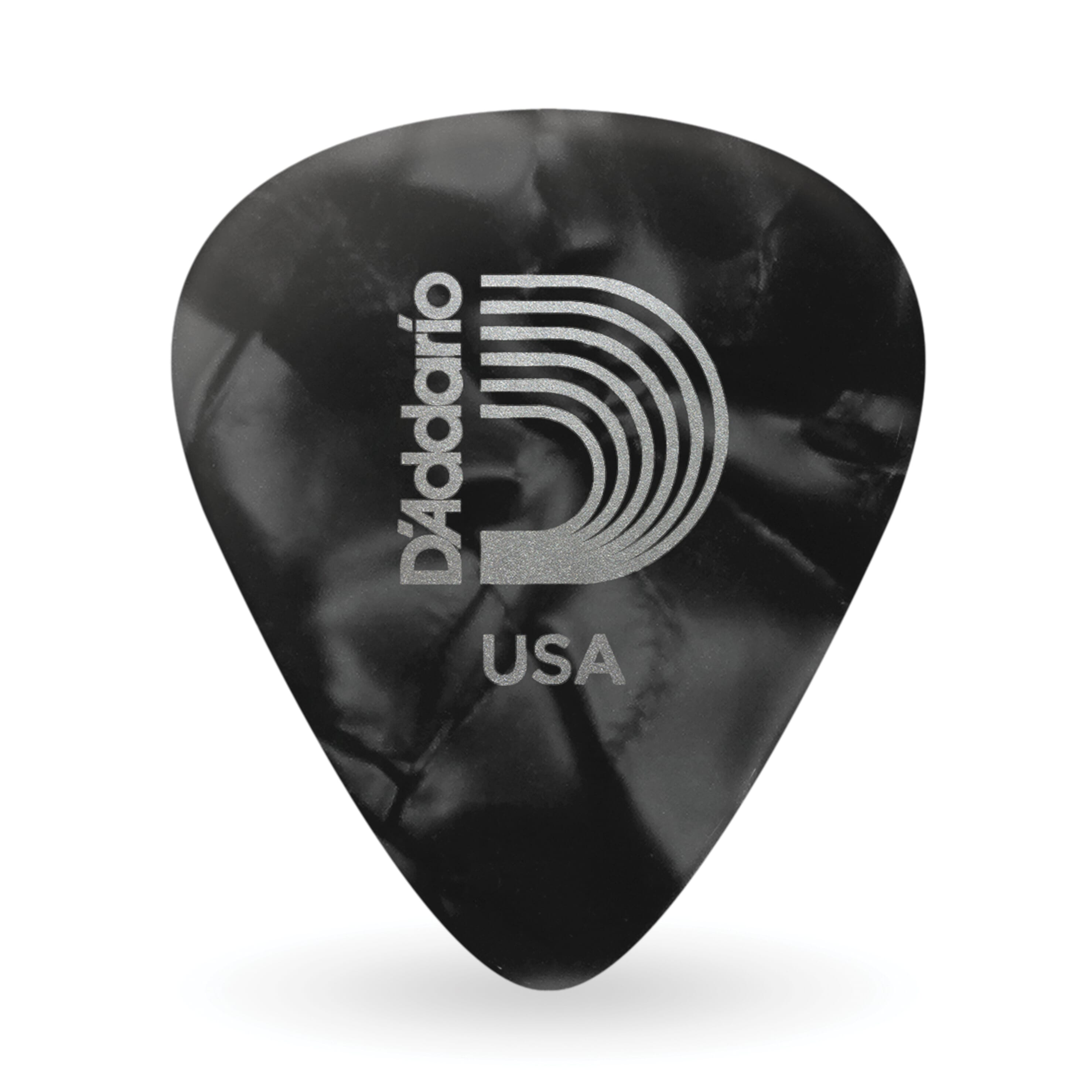 D'Addario 1CBKP7-10 Black Pearl Celluloid Guitar Picks, 10 pack, Extra Heavy