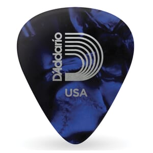 D'Addario 1CBUP2-100 Blue Pearl Celluloid Guitar Picks, 100 pack, Light
