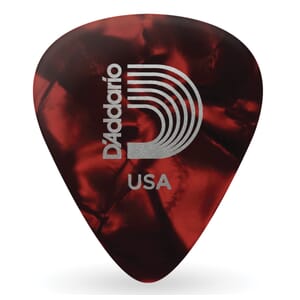 D'Addario 1CRP7-100 Red Pearl Celluloid Guitar Picks, 100 pack, Extra Heavy