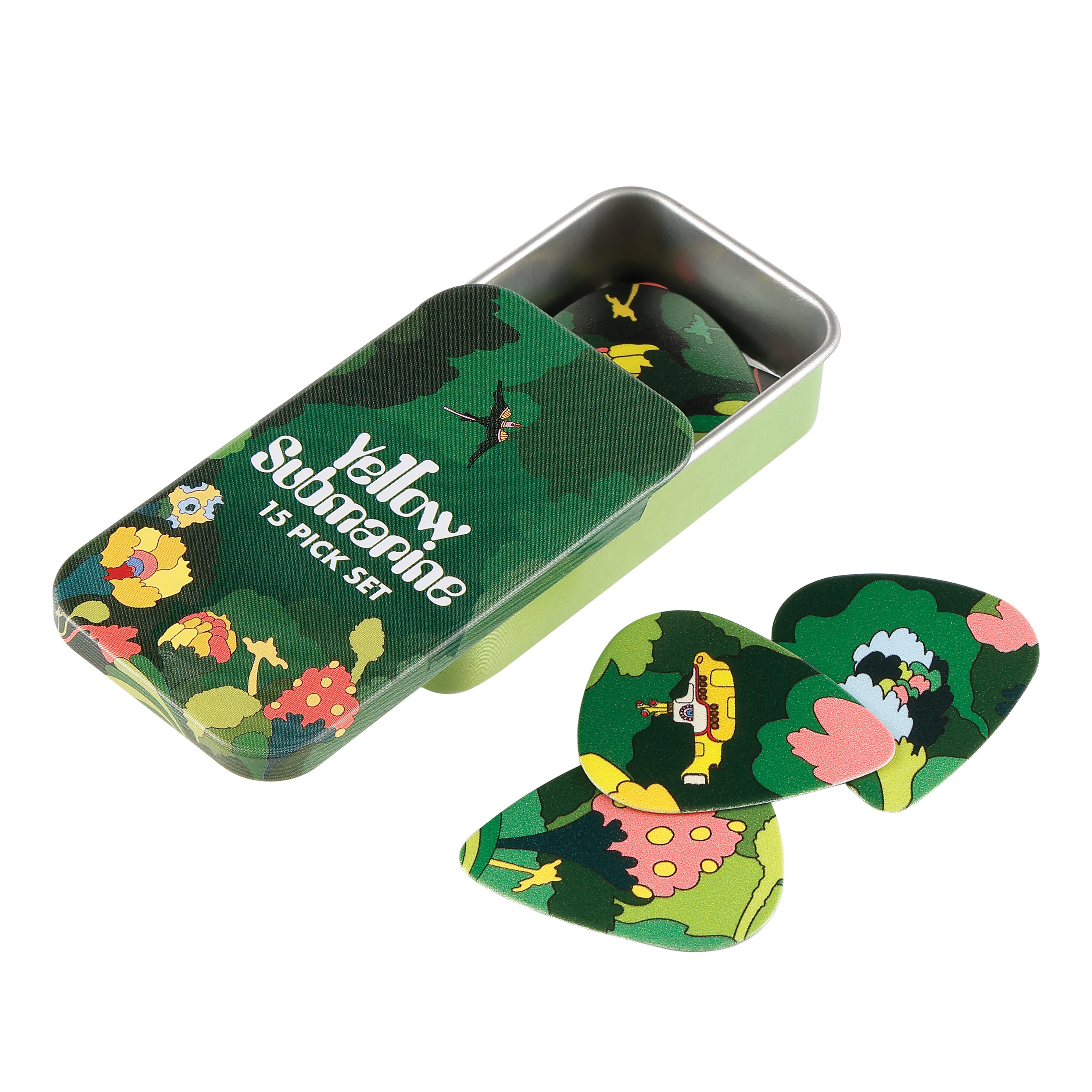 D'Addario 1CWH4-11B2 Beatles Yellow Submarine 55th Anniversary Guitar Picks, Pepperland Woods, Medium Gauge (.70mm), 15-Pack