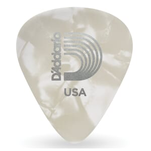 D'Addario 1CWP4-25 White Pearl Celluloid Guitar Picks, 25 pack, Medium