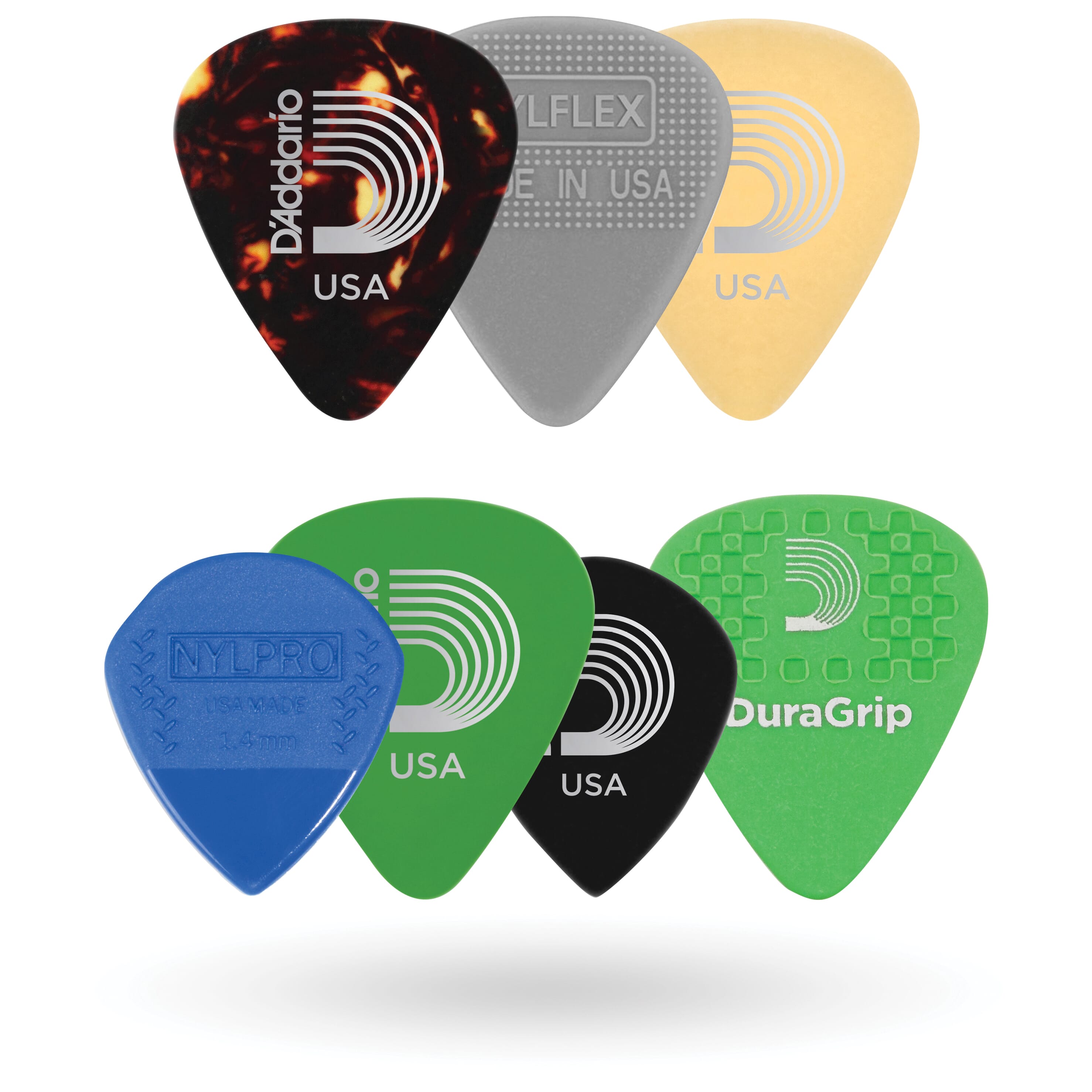 D'Addario 1XVP4-5 Assorted Guitar Picks, 7-pack, Medium
