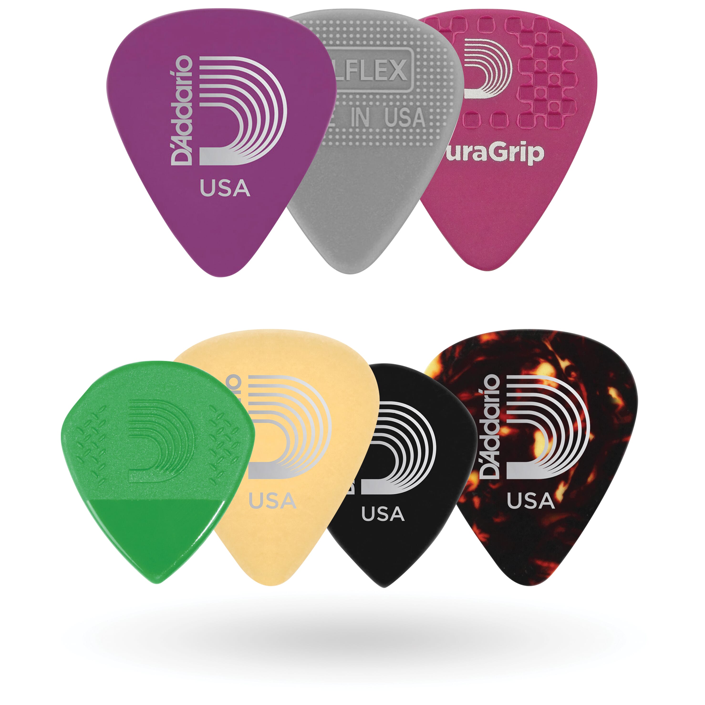 D'Addario 1XVP6-5 Assorted Guitar Picks, 7-pack, Heavy