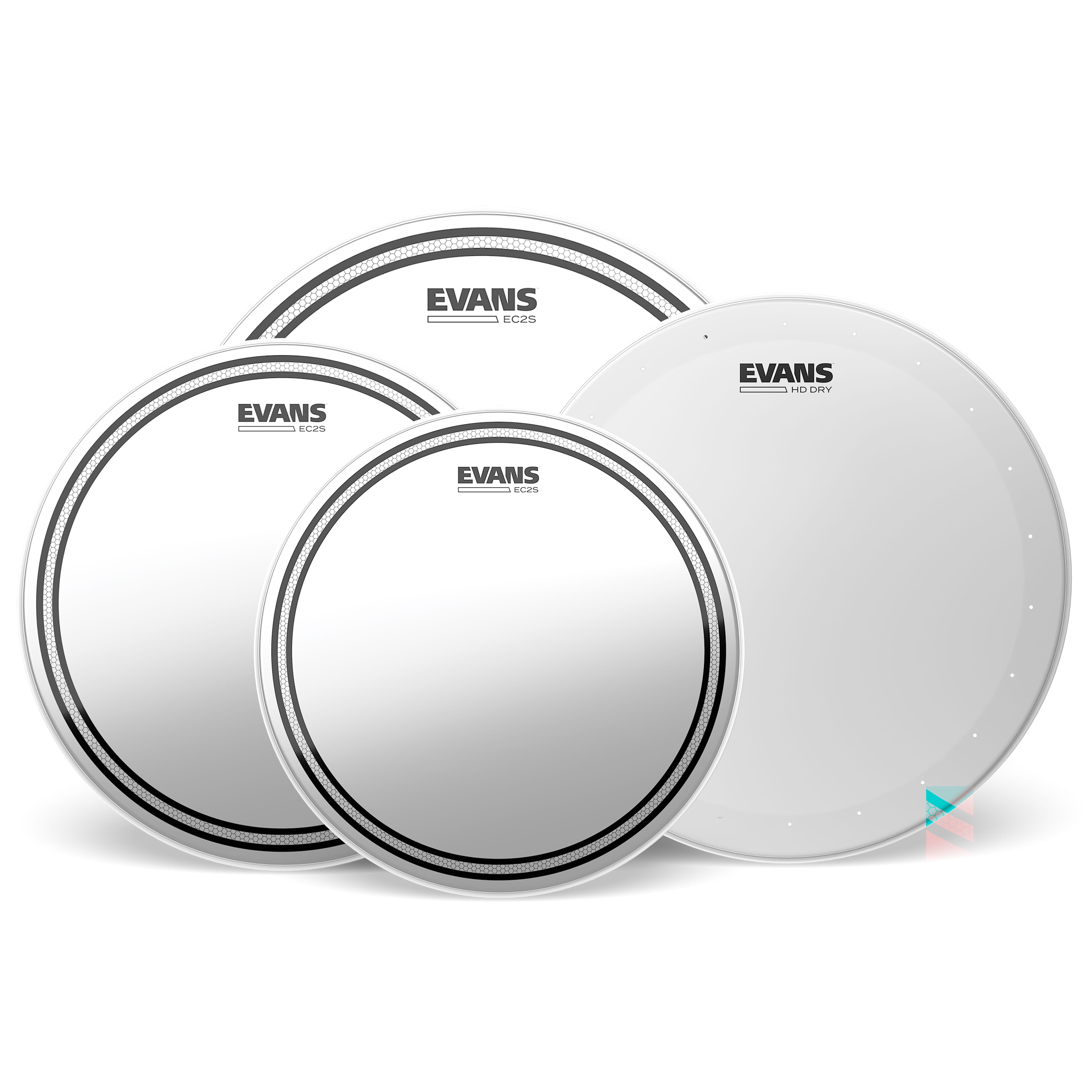 EVANS EPP-EC2SHDD-S EC2S Clear Standard Pack (12", 13", 16") with 14" HD Dry Snare Batter