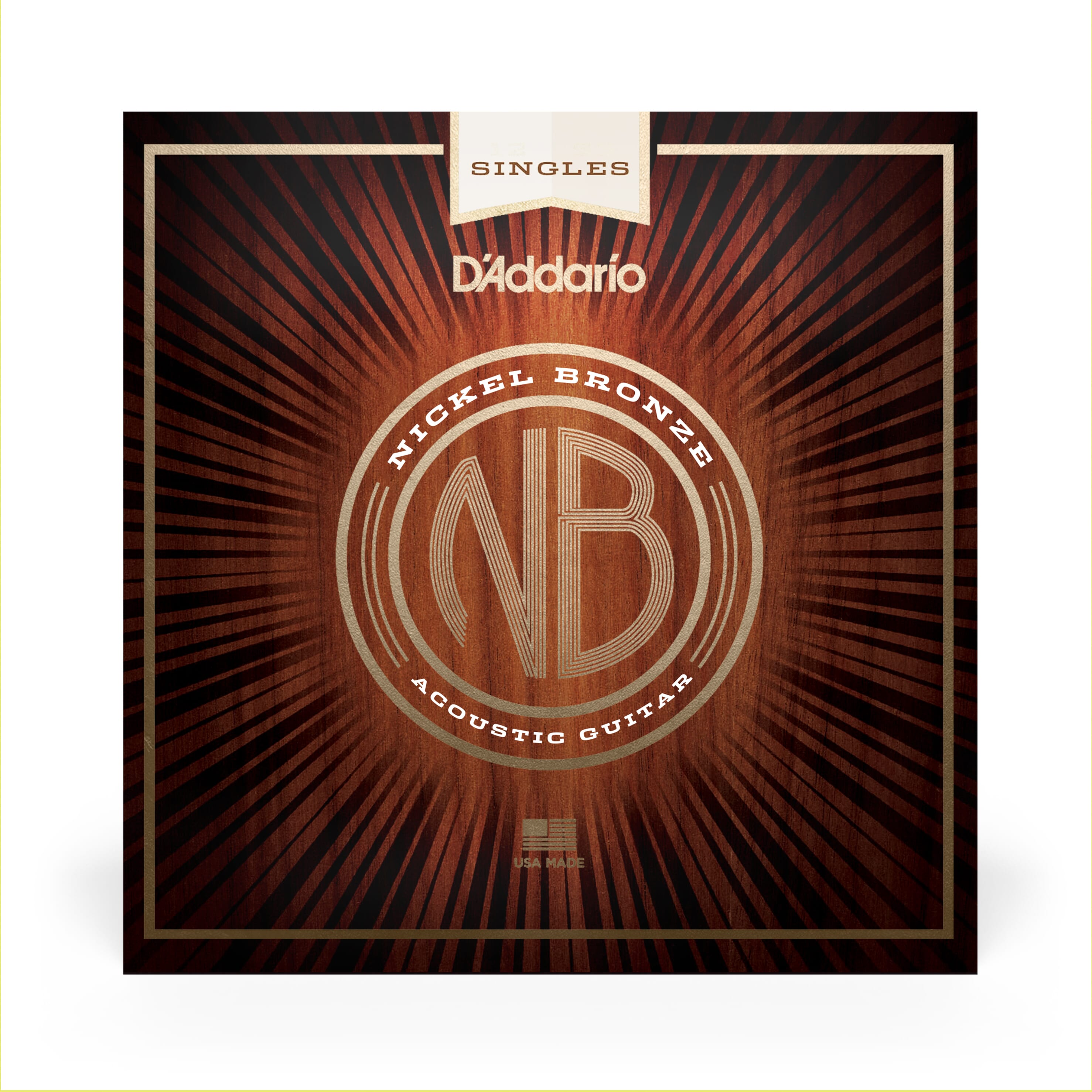 D'Addario NB020 Nickel Bronze Wound Acoustic Guitar Single String, .020