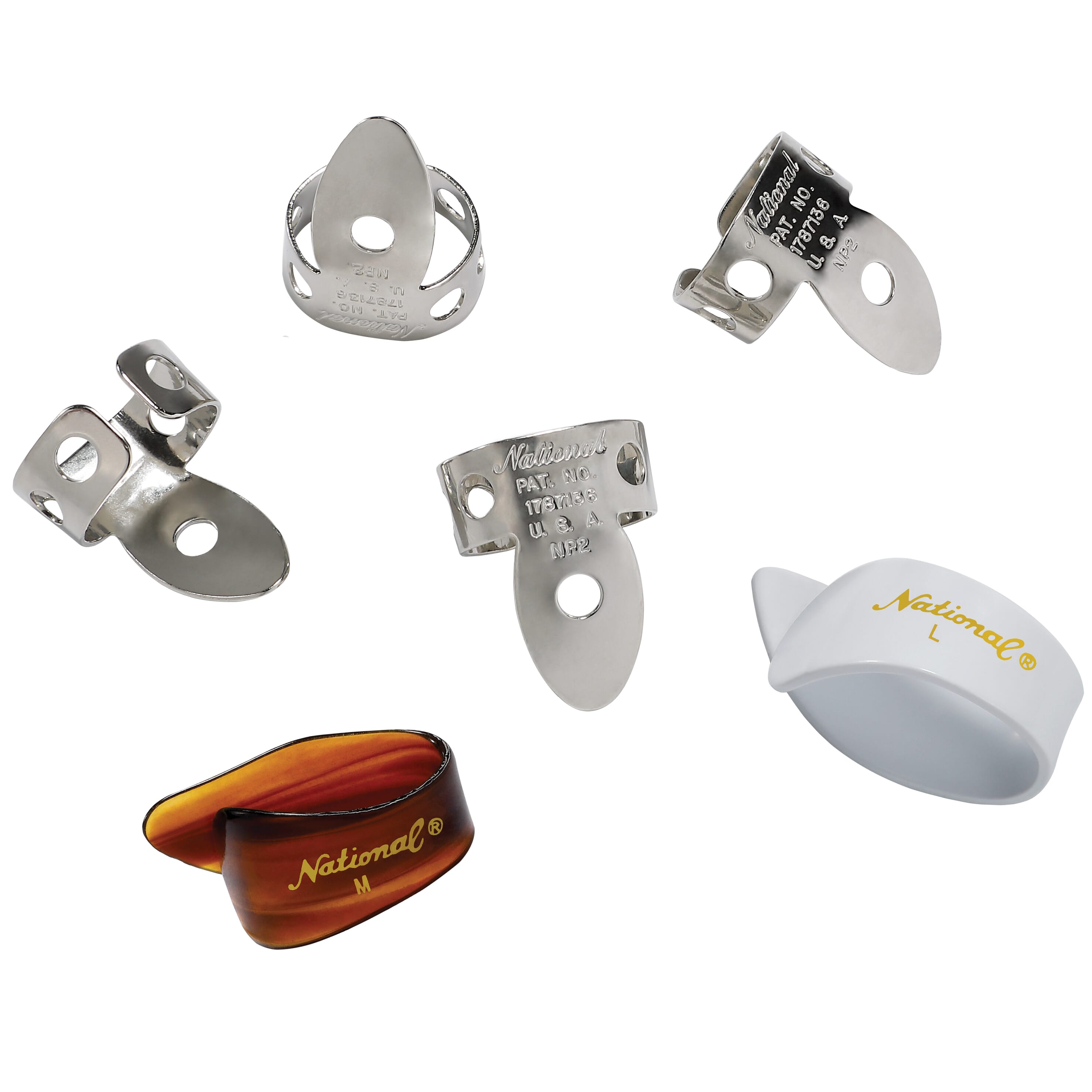 D'Addario NP27T8W-06 National Nickel Finger Pick Bundle - 6 pack