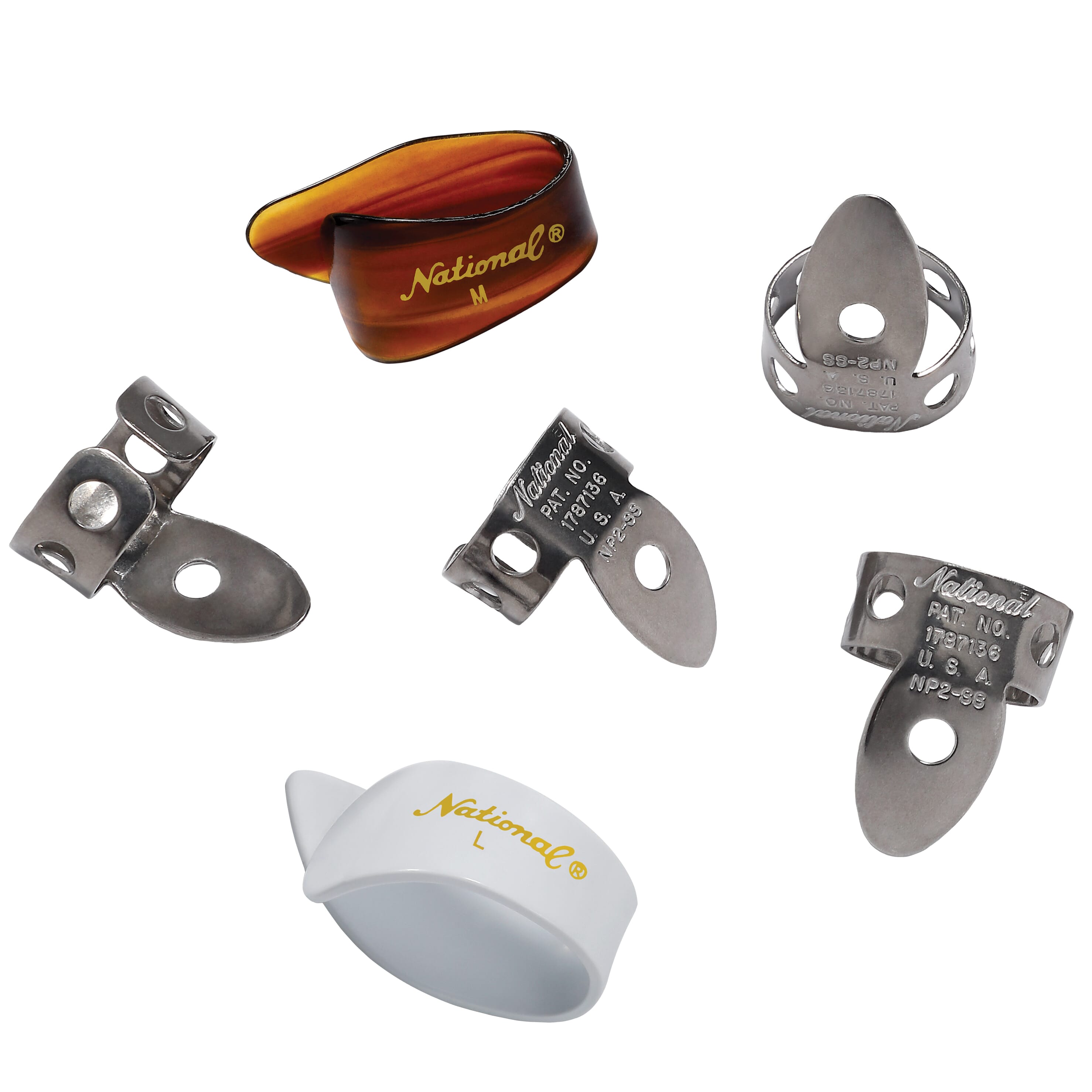 D'Addario NP2SS7T8W-06 National Stainless Steel Finger Pick Bundle - 6 pack