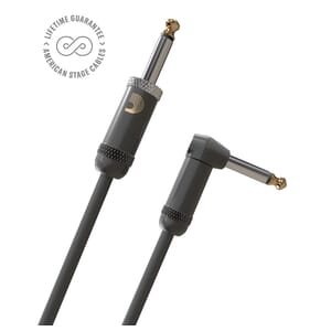 D'Addario PW-AMSGRA-30 American Stage Instrument Cable, Straight to Right Angle, 30ft
