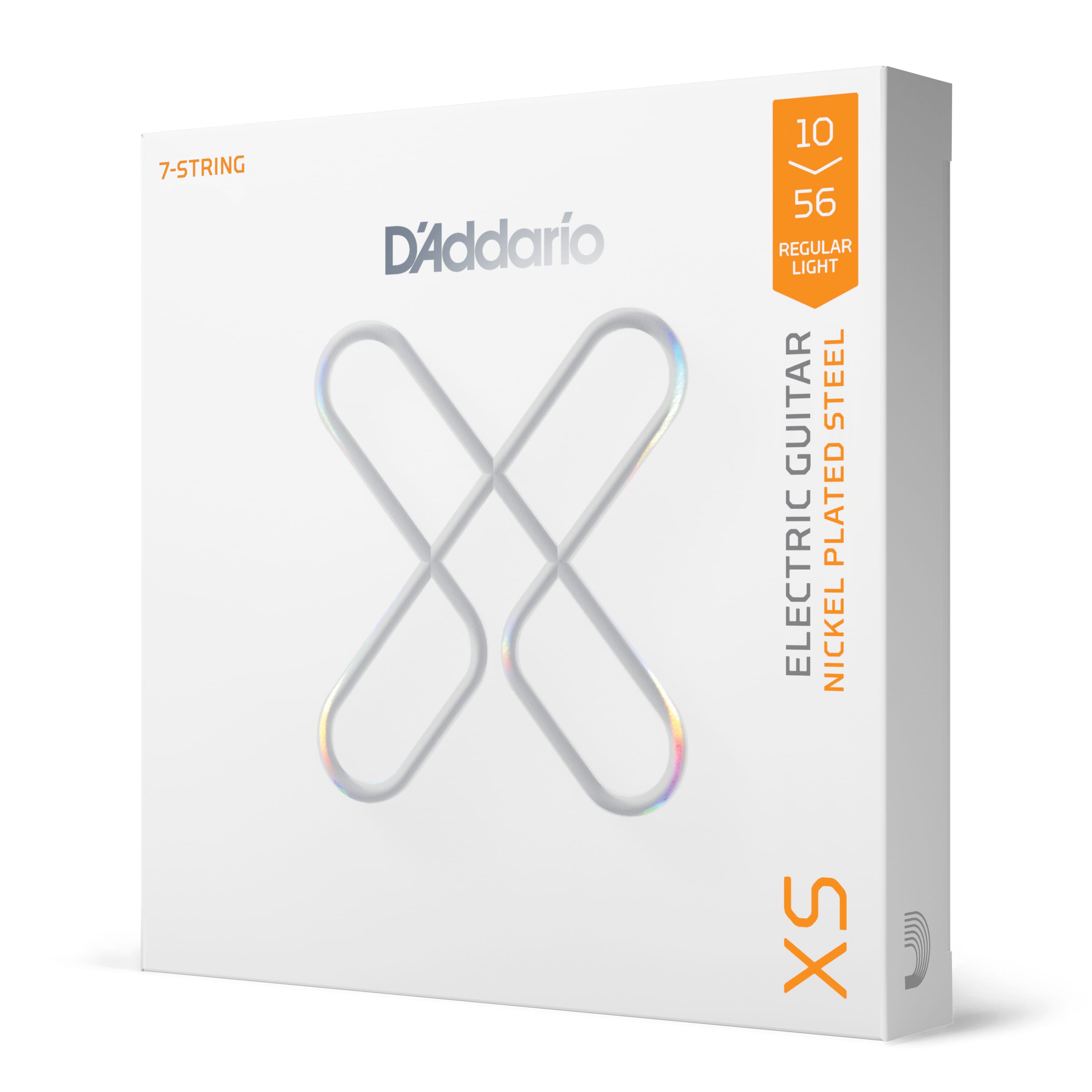 D'Addario XSE1056, XS Nickel Plated Steel, Regular Light, 7-String 10-56