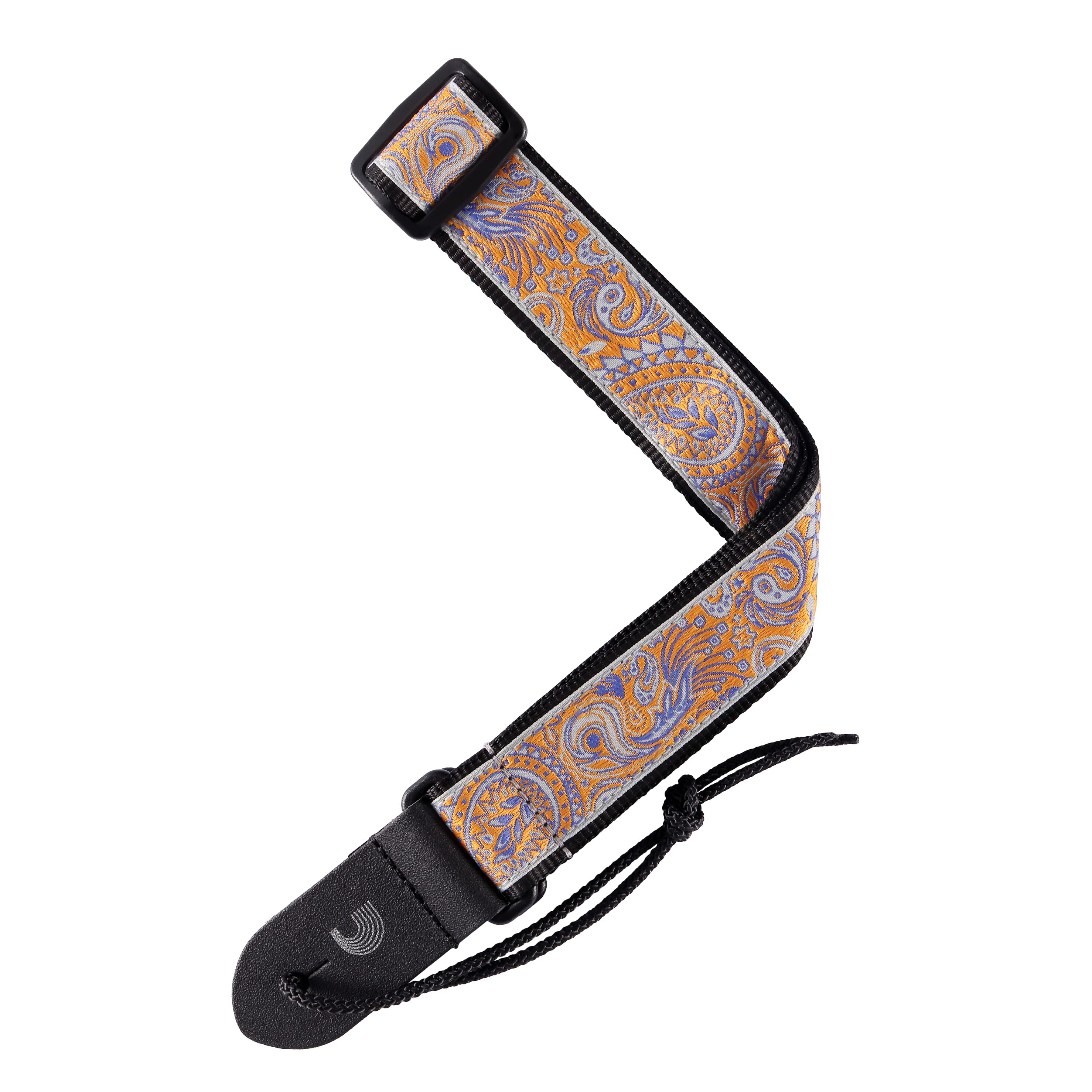 D'Addario 15UKE05 Jacquard Ukulele Straps, Paisley Grey/Orange