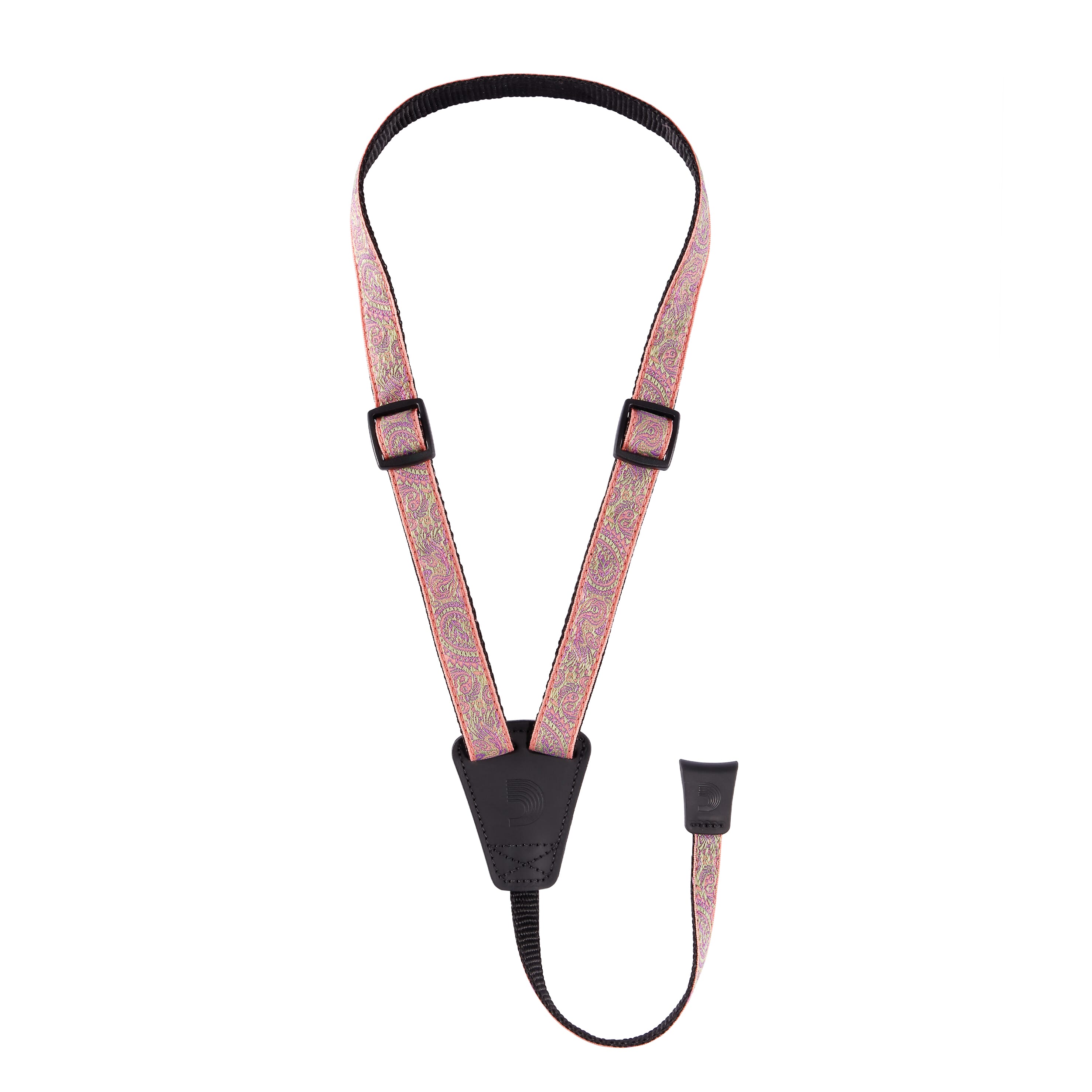 D'Addario 19UKE05 Cradle Ukulele Straps, Paisley Pink/Green