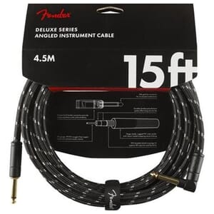 Fender Deluxe Series Instrument Cable Right-Angle 15'- Black Tweed