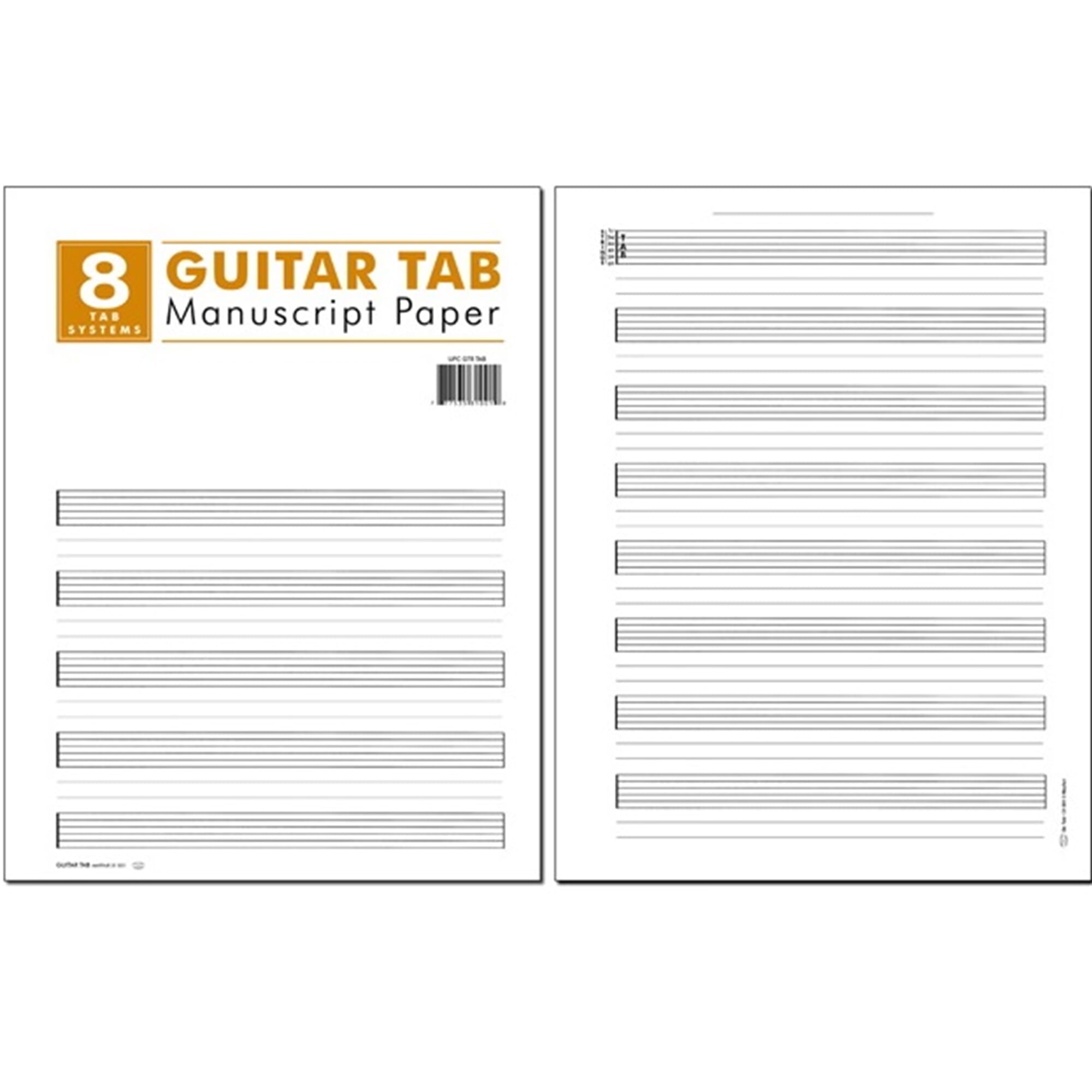 8 Stave Guitar TAB Manuscript Paper