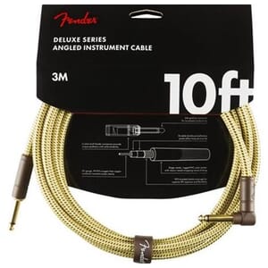 Fender Deluxe Series Instrument Cable Right-Angle 10'- Tweed