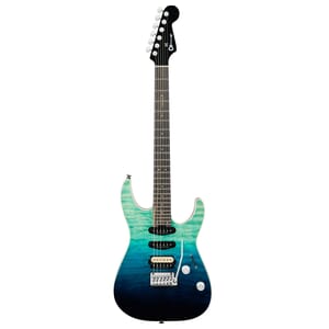 Charvel Pro-Mod Plus Dinky® DK24 HSS 2PT EB QM, Ebony Fingerboard - Blue Curaçao