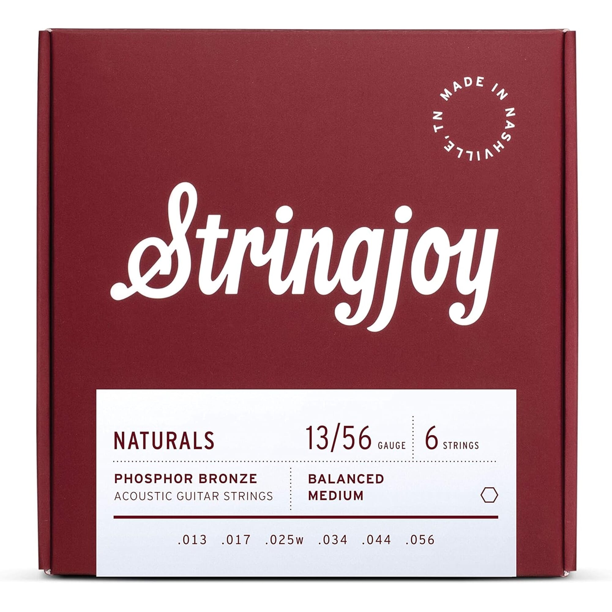 Stringjoy 13-56 Medium Gauge Naturals - Phosphor Bronze Acoustic Guitar Strings