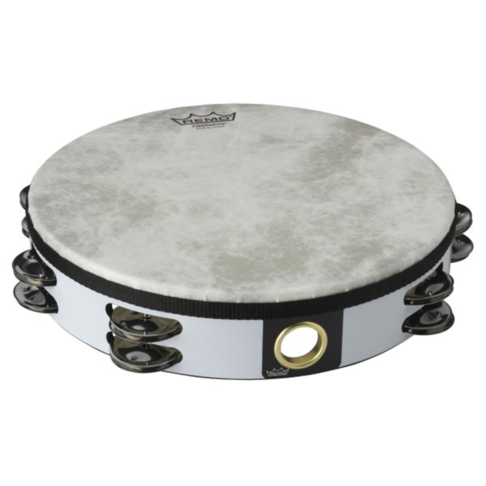 Remo 10" Fiberskyn Tambourine Double Row - White