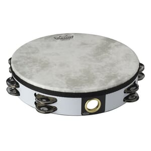 Remo 10" Fiberskyn Tambourine Double Row - White