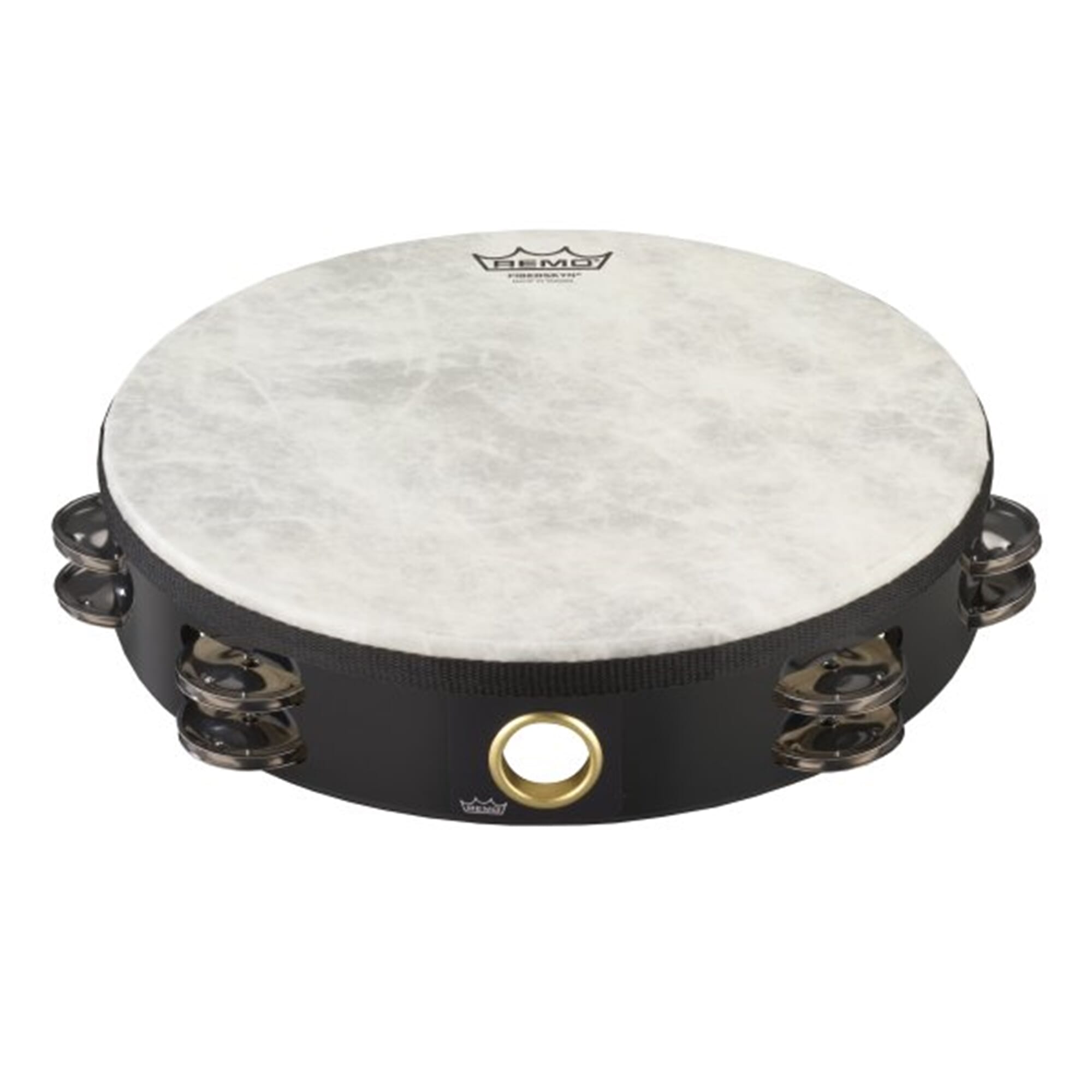 Remo 10" Fiberskyn Tambourine Double Row - Black