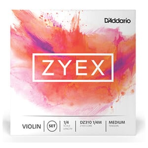 D'Addario Zyex Violin String Set, 1/4 Scale, Medium Tension