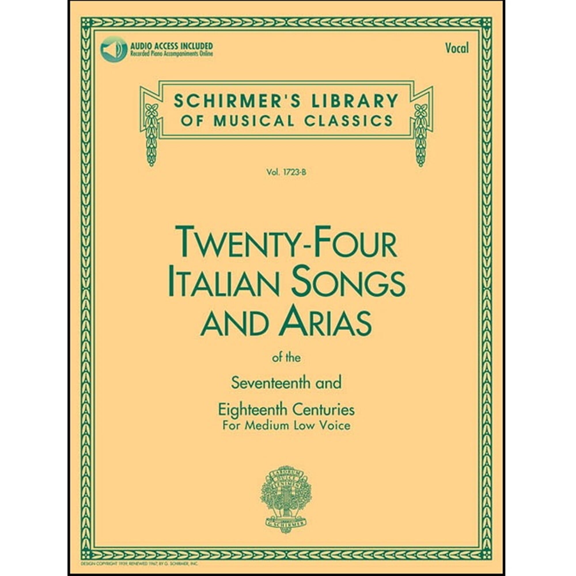 24 Italian Songs & Arias Medium Low Voice - Book/Online Audio