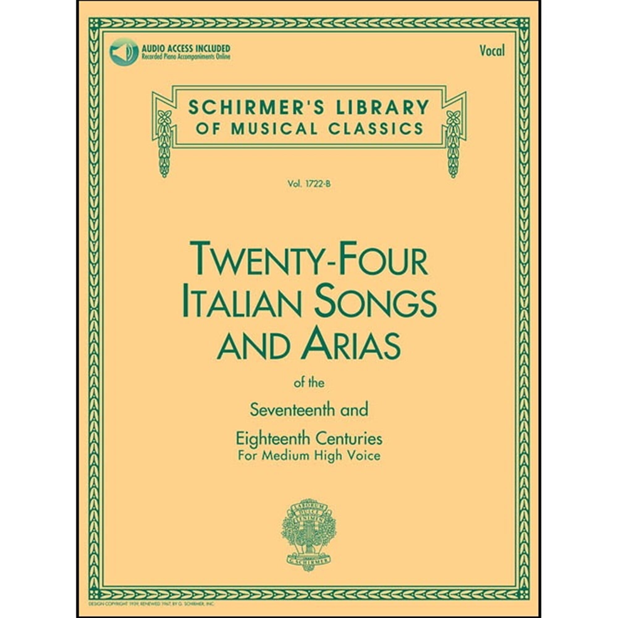 24 Italian Songs & Arias Medium High Voice – Book with Online Audio