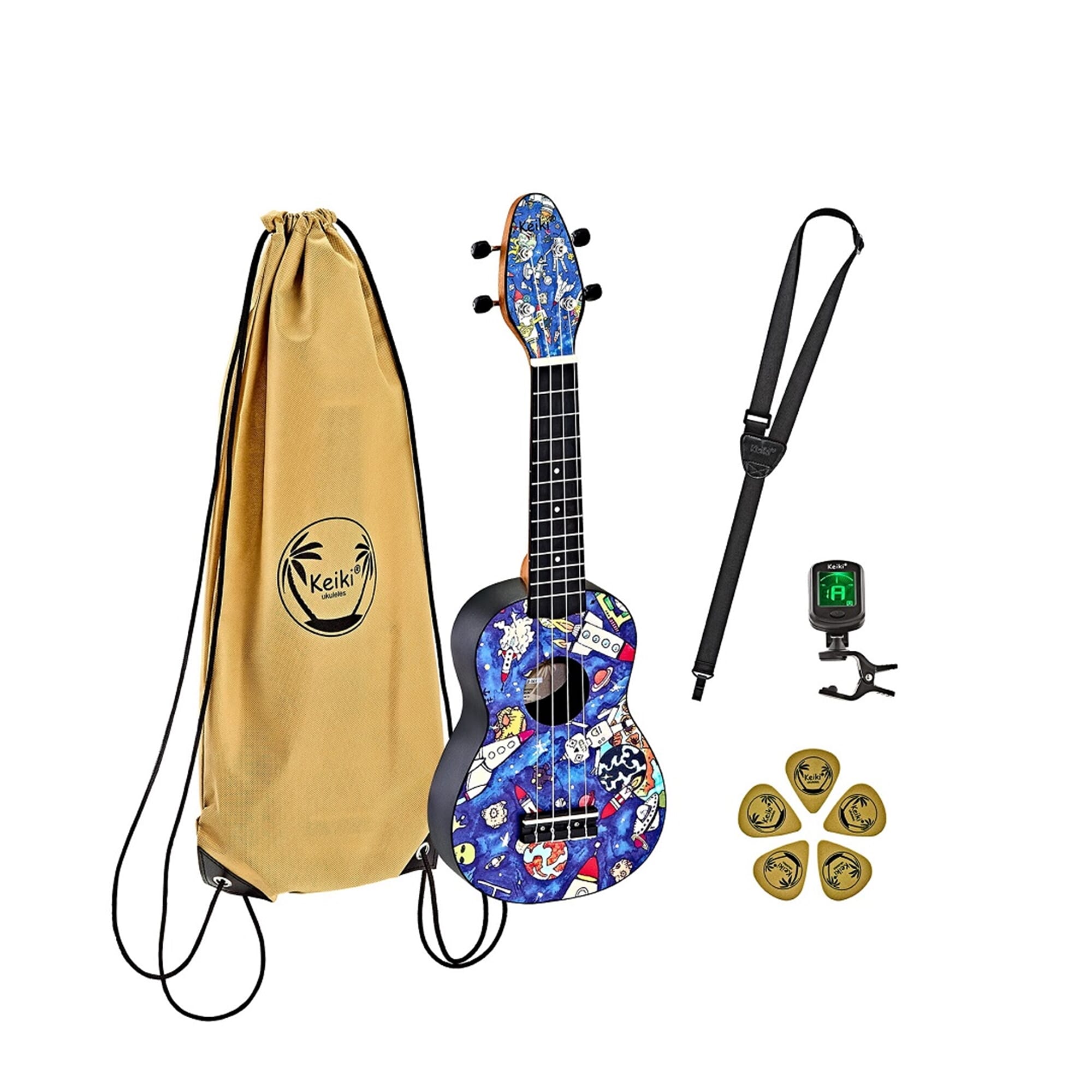 KEIKI K2 Series Soprano Ukulele Set - Agathis / ABS Spaceman