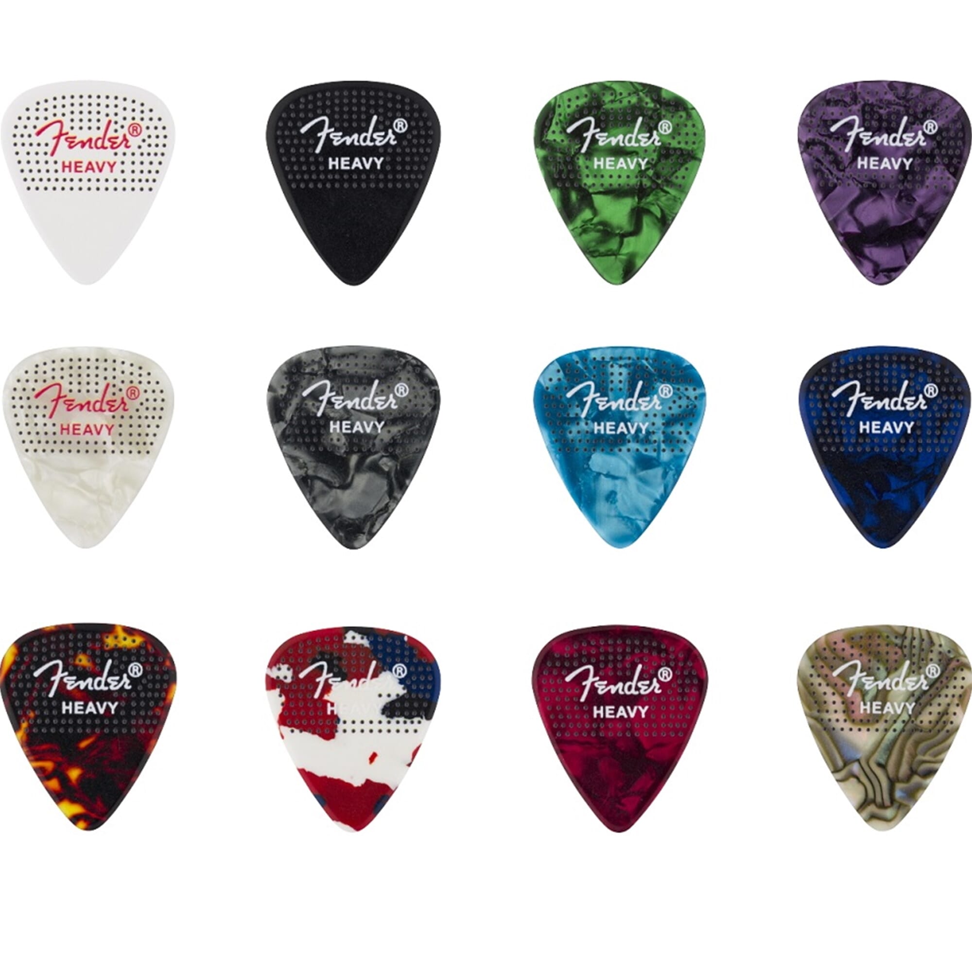 Fender 351 Dotted Celluloid Picks, 12-Pack, Heavy