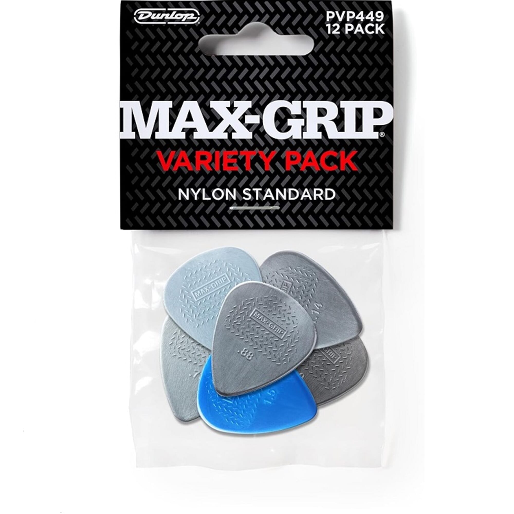 Dunlop PVP449 MAX-GRIP Nylon Picks Variety Pack - 12 Pack