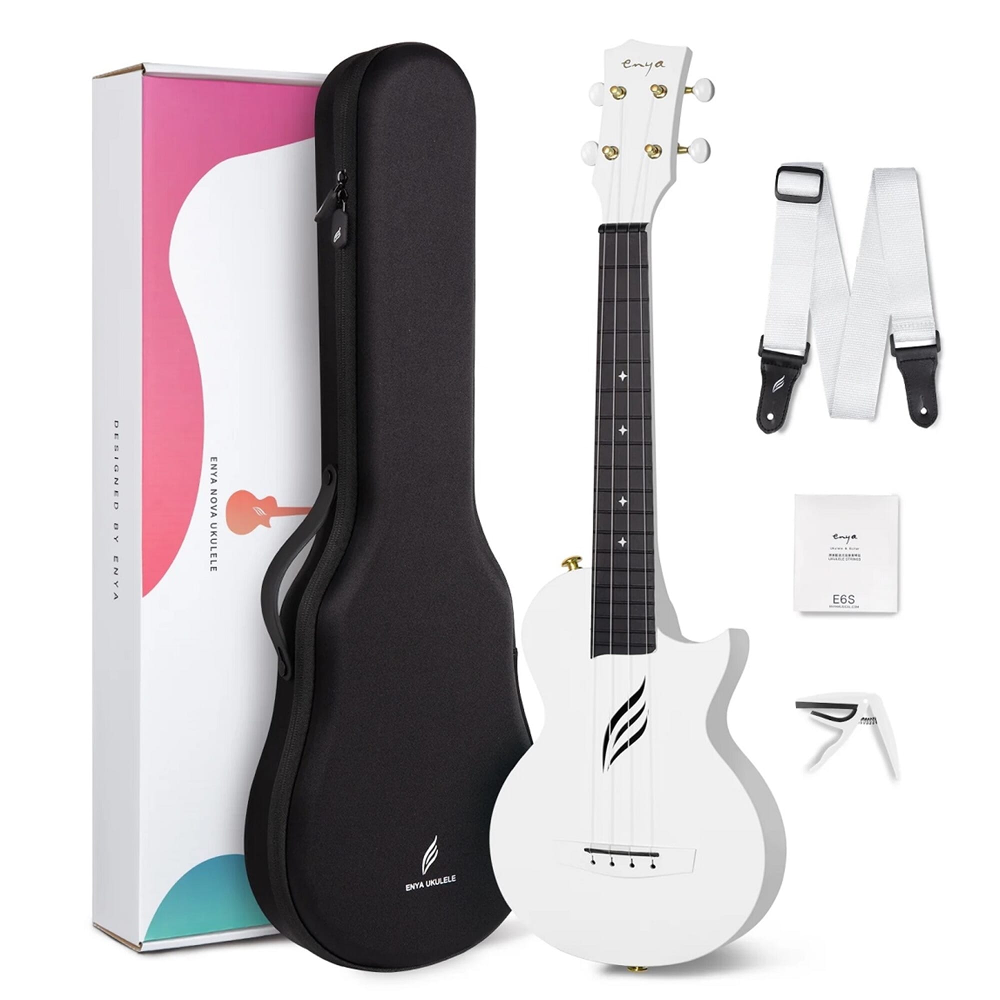 Enya Nova Concert Ukulele - White