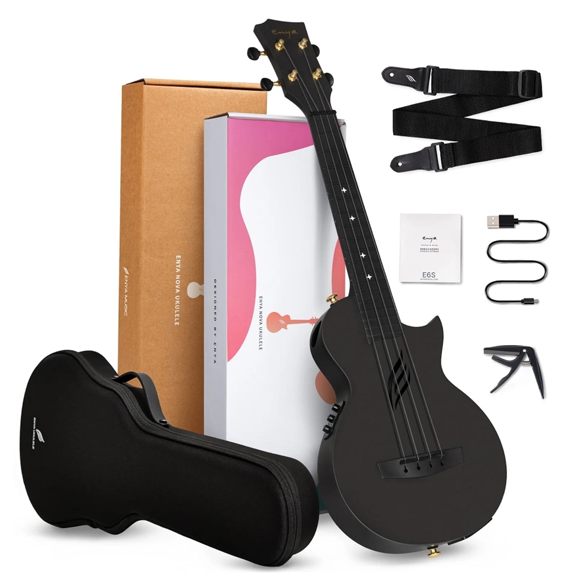 Enya Nova UE Pro Tenor Ukulele - Black