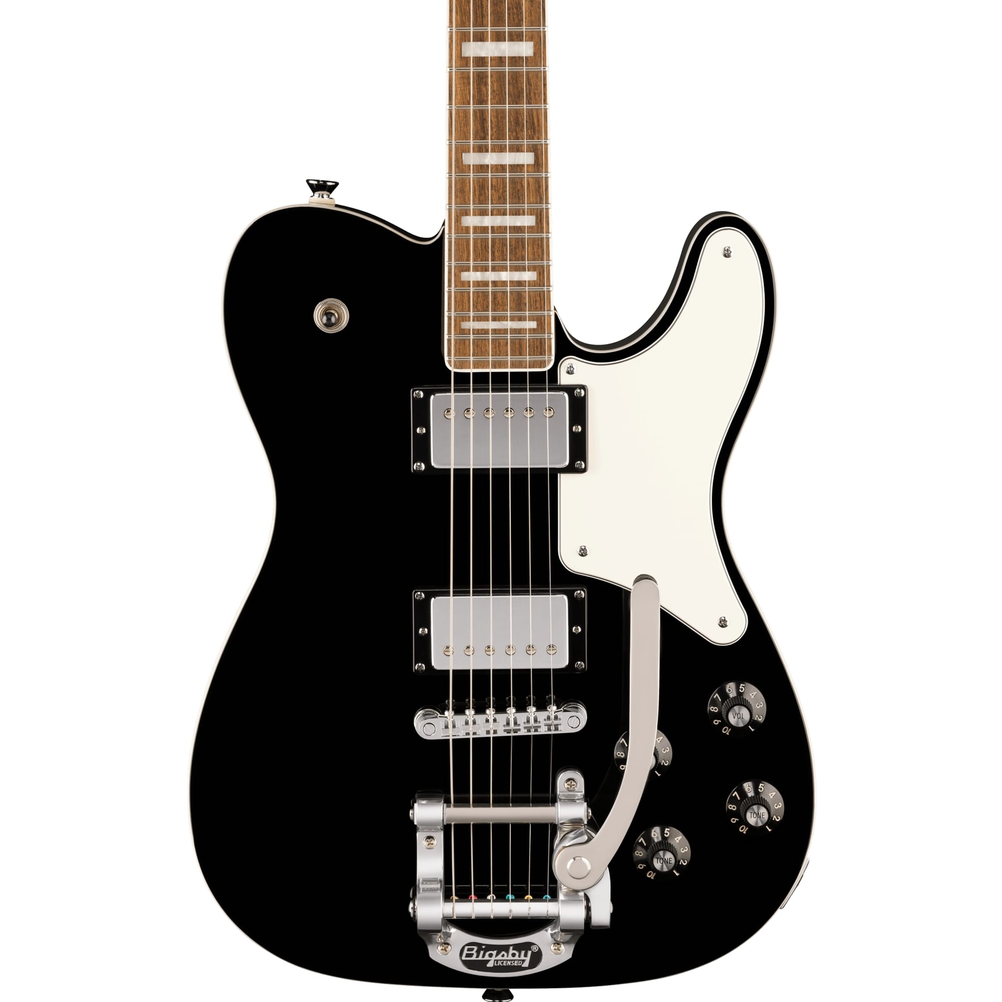 Squier Paranormal Troublemaker Telecaster® Deluxe Bigsby®, Laurel Fingerboard, Parchment Pickguard, Black